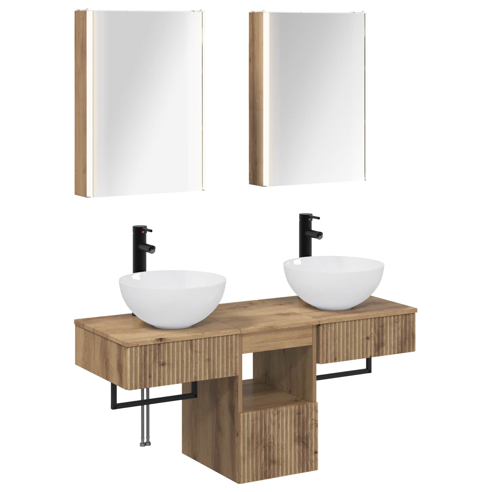 vidaXL Badkamerkastenset 5 pcs Wit 43 x 11,5 x 60,5 cm Bewerkt hout