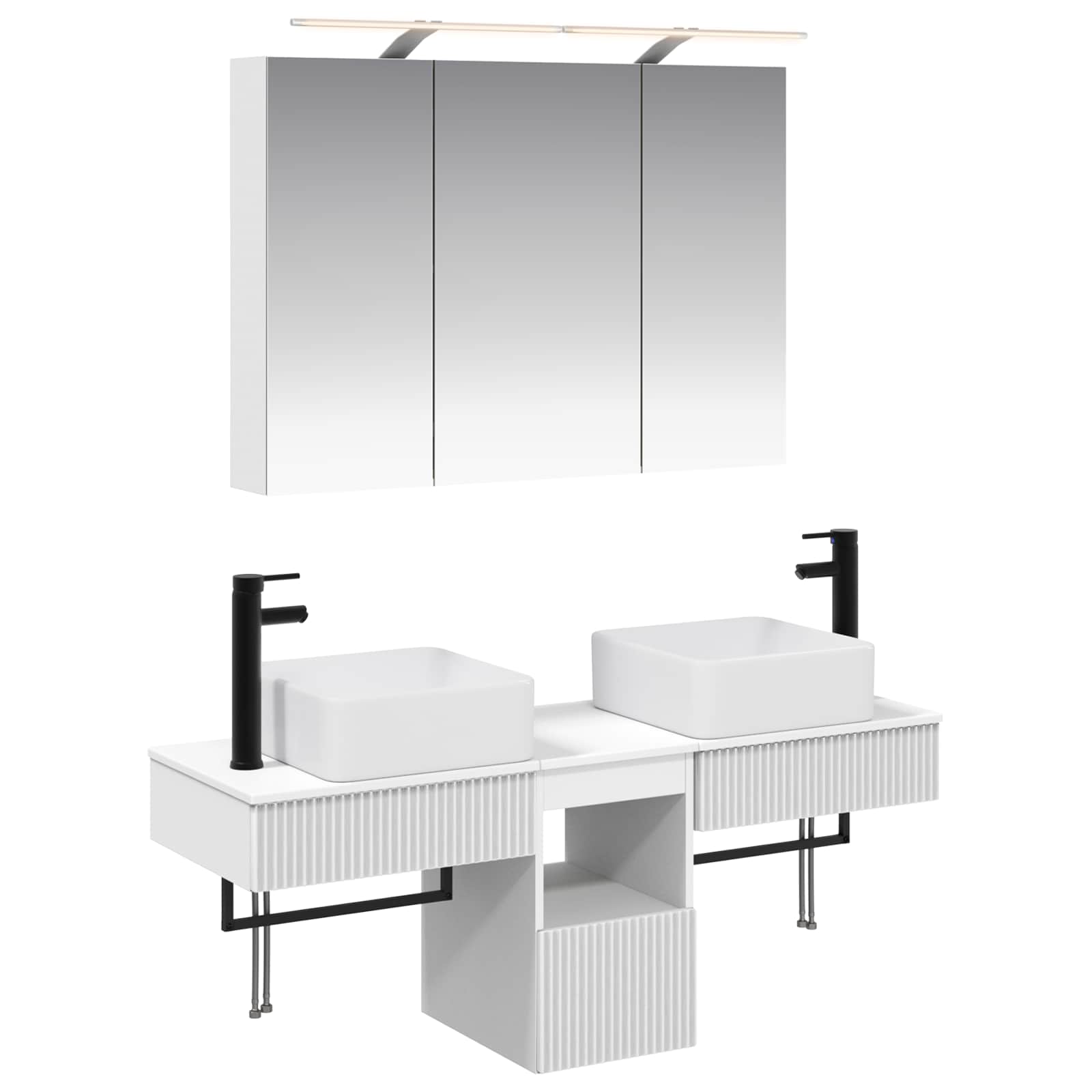 vidaXL Badkamerkastenset 4 pcs Wit 100 x 14,5 x 70 cm Bewerkt hout