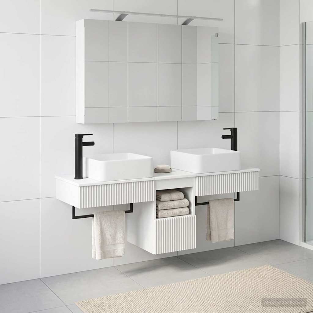 vidaXL Badkamerkastenset 4 pcs Wit 100 x 14,5 x 70 cm Bewerkt hout
