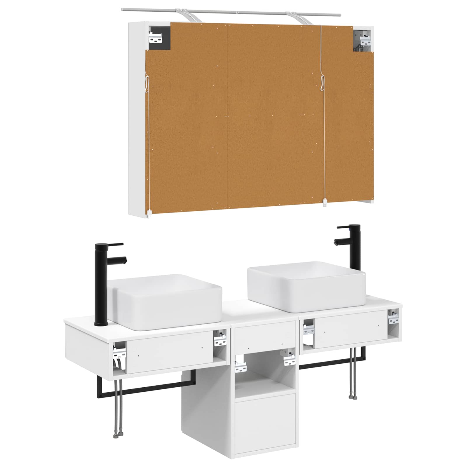 vidaXL Badkamerkastenset 4 pcs Wit 100 x 14,5 x 70 cm Bewerkt hout
