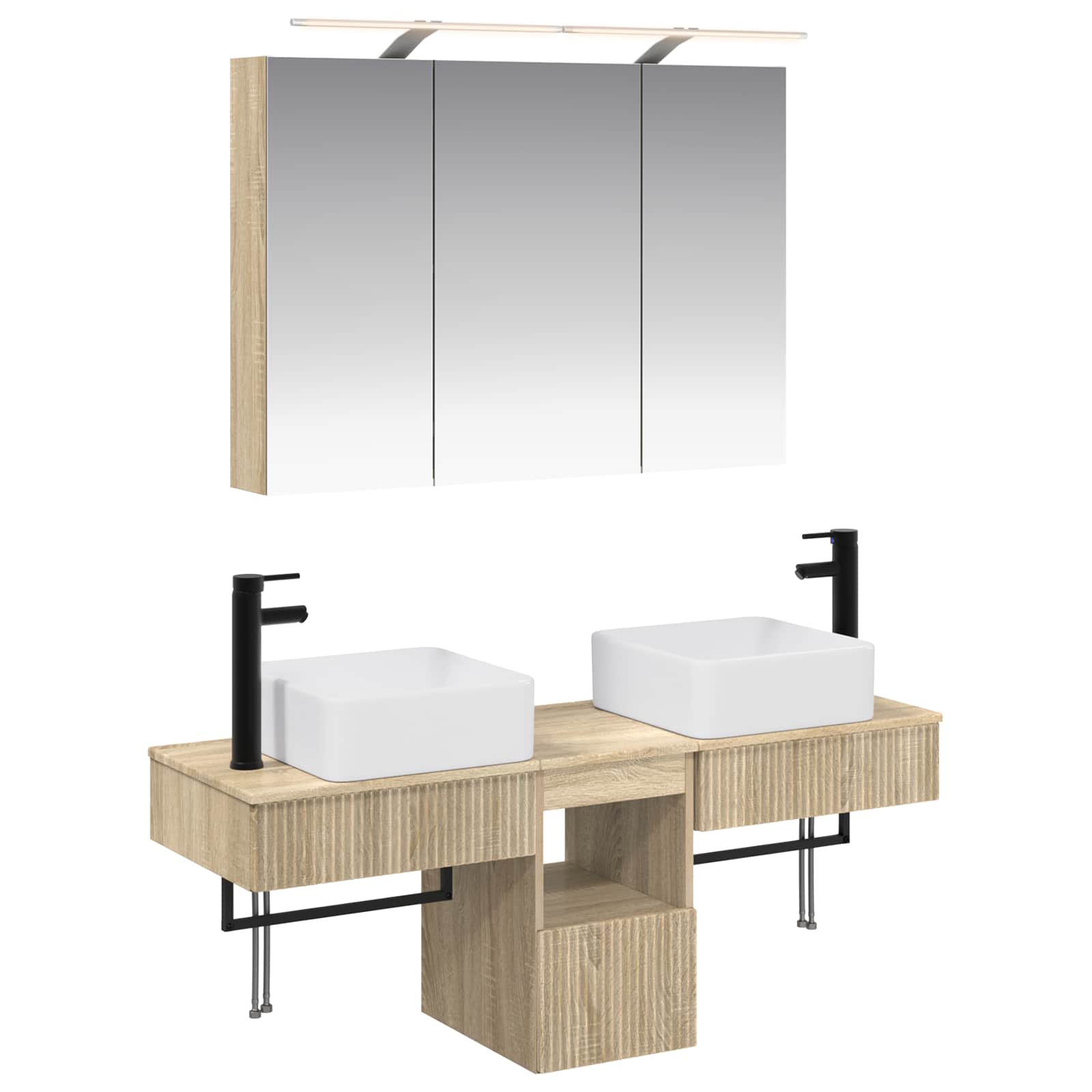 vidaXL Badkamerkastenset 4 pcs Wit 100 x 14,5 x 70 cm Bewerkt hout