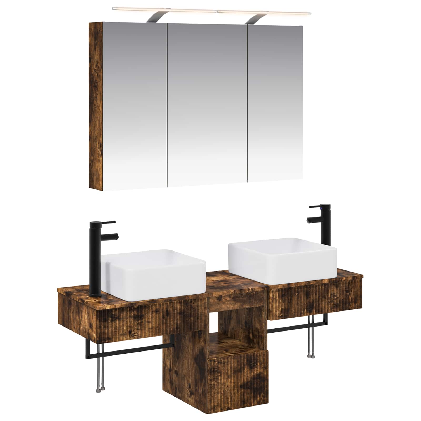 vidaXL Badkamerkastenset 4 pcs Wit 100 x 14,5 x 70 cm Bewerkt hout