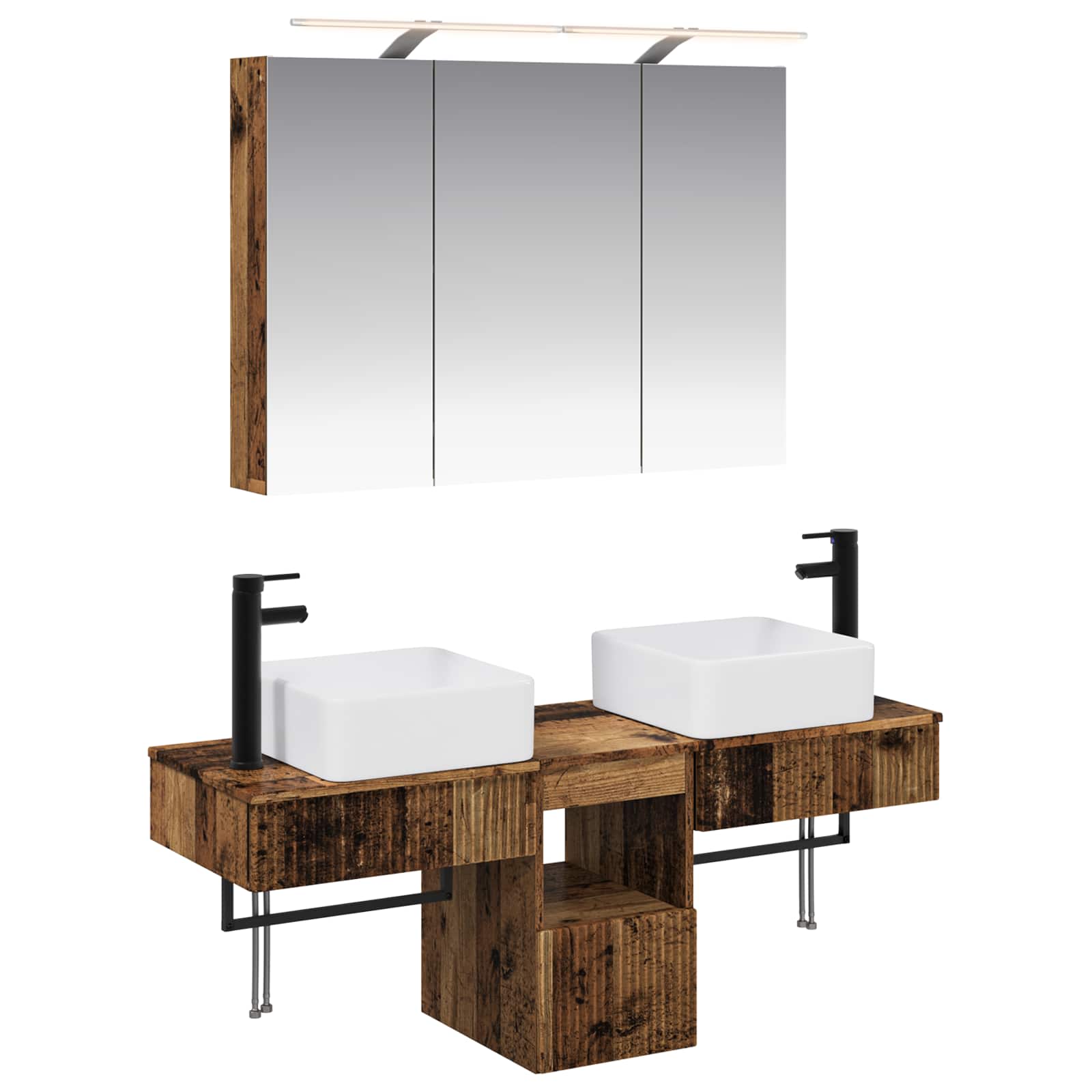 vidaXL Badkamerkastenset 4 pcs Wit 100 x 14,5 x 70 cm Bewerkt hout