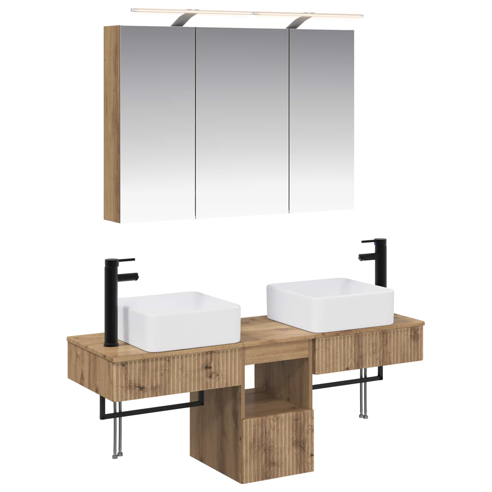 vidaXL Badkamerkastenset 4 pcs Wit 100 x 14,5 x 70 cm Bewerkt hout