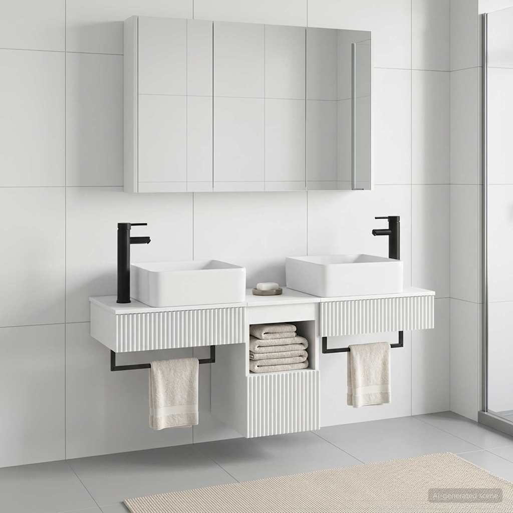 vidaXL Badkamerkastenset 4 pcs Wit 103,5 x 15,5 x 70 cm Bewerkt hout