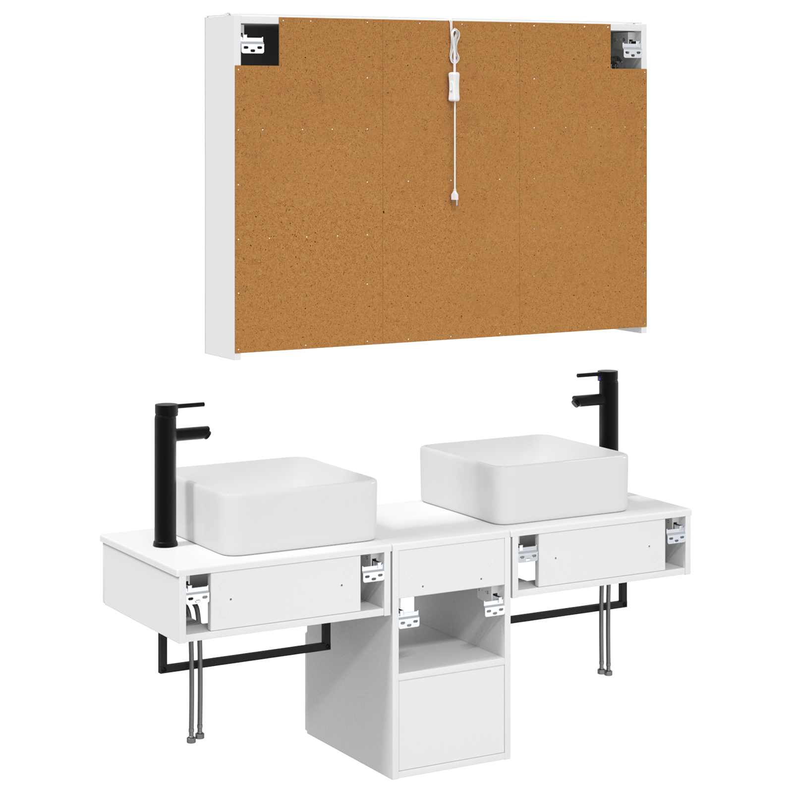 vidaXL Badkamerkastenset 4 pcs Wit 103,5 x 15,5 x 70 cm Bewerkt hout