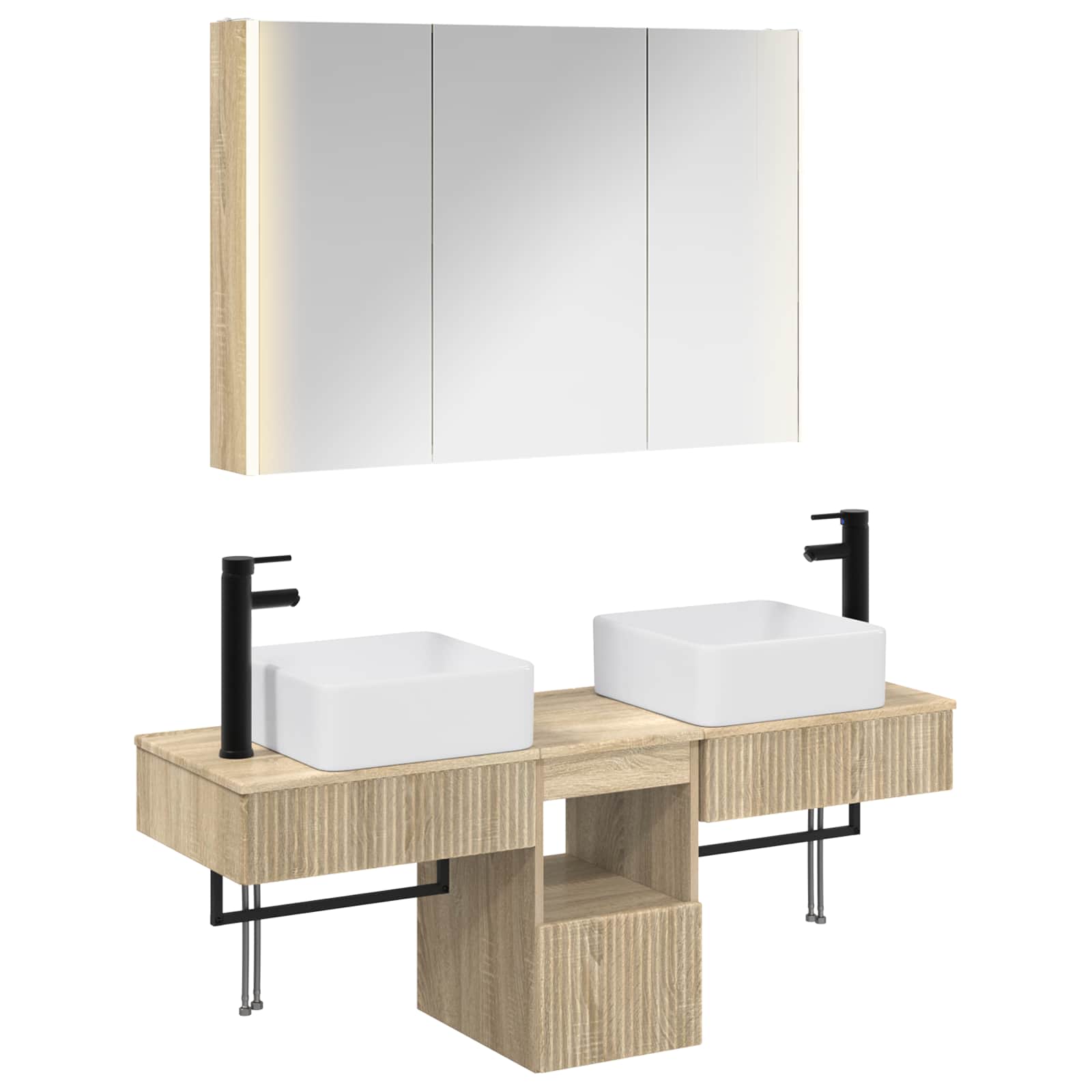 vidaXL Badkamerkastenset 4 pcs Wit 103,5 x 15,5 x 70 cm Bewerkt hout