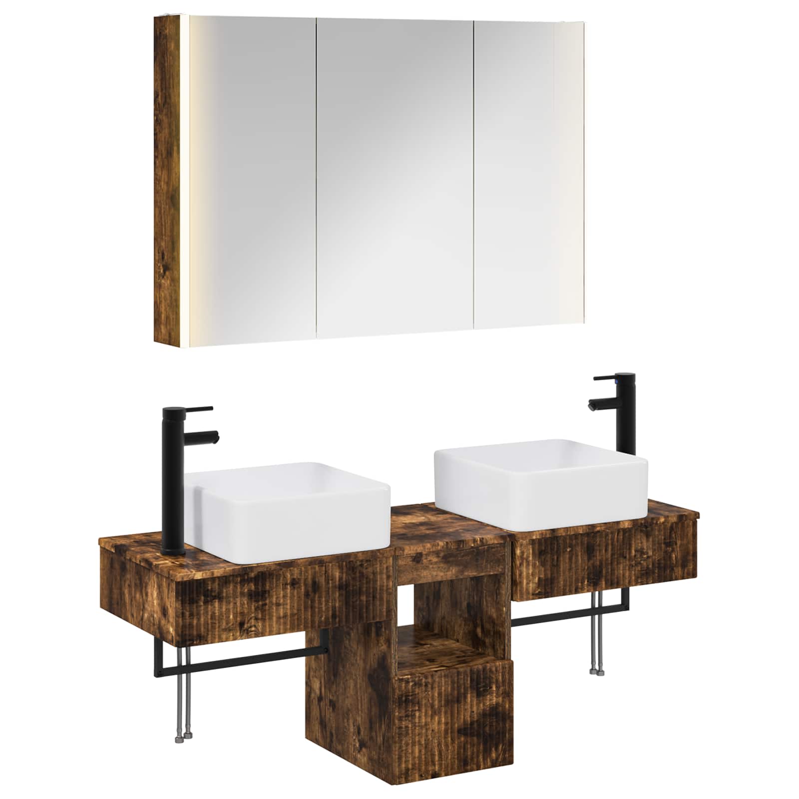 vidaXL Badkamerkastenset 4 pcs Wit 103,5 x 15,5 x 70 cm Bewerkt hout
