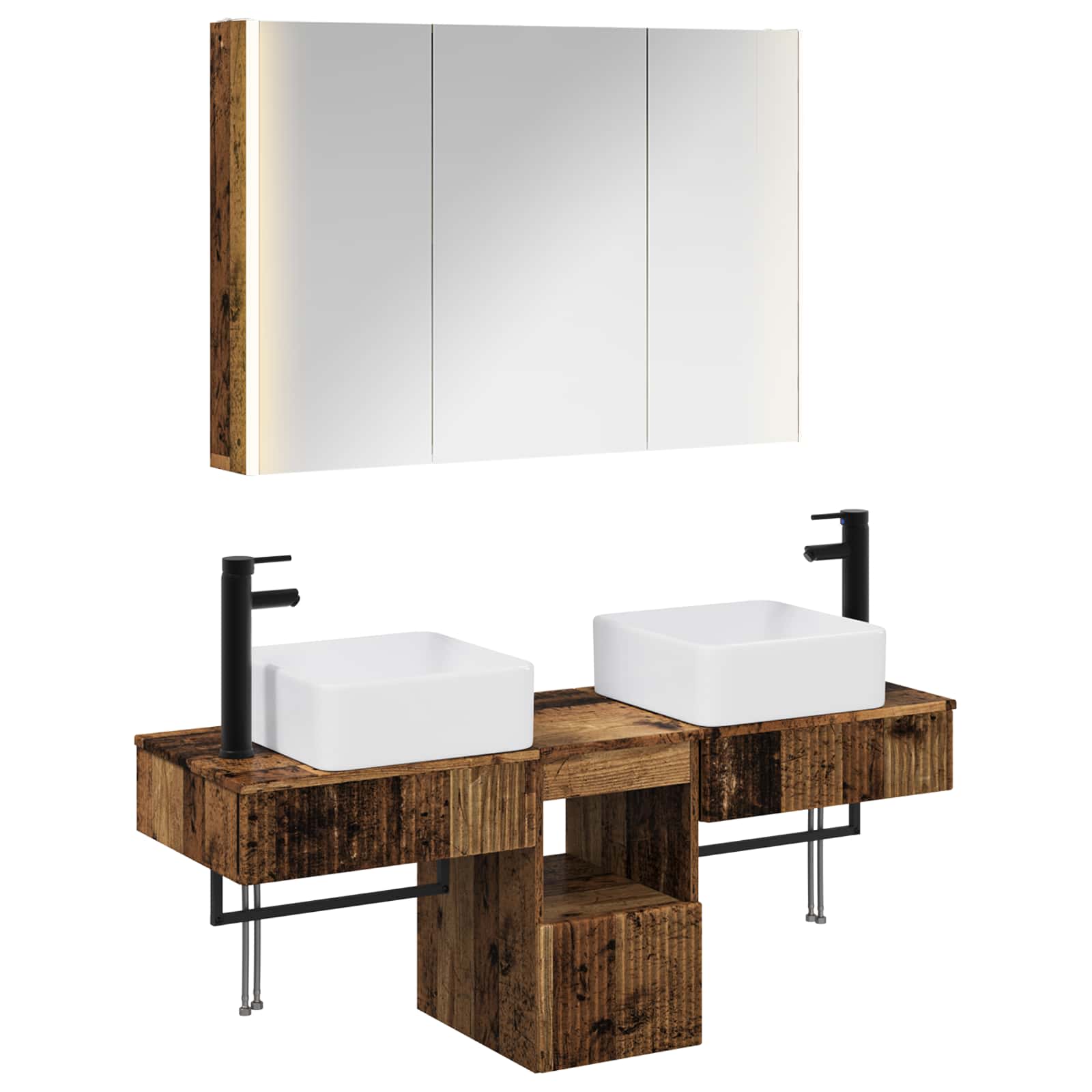 vidaXL Badkamerkastenset 4 pcs Wit 103,5 x 15,5 x 70 cm Bewerkt hout