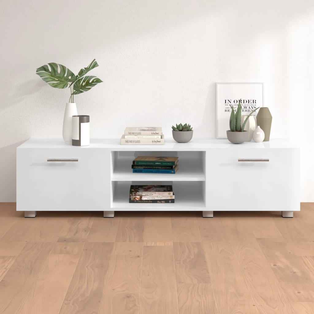 vidaXL Tv-meubel 140x40x35 cm bewerkt hout hoogglans wit