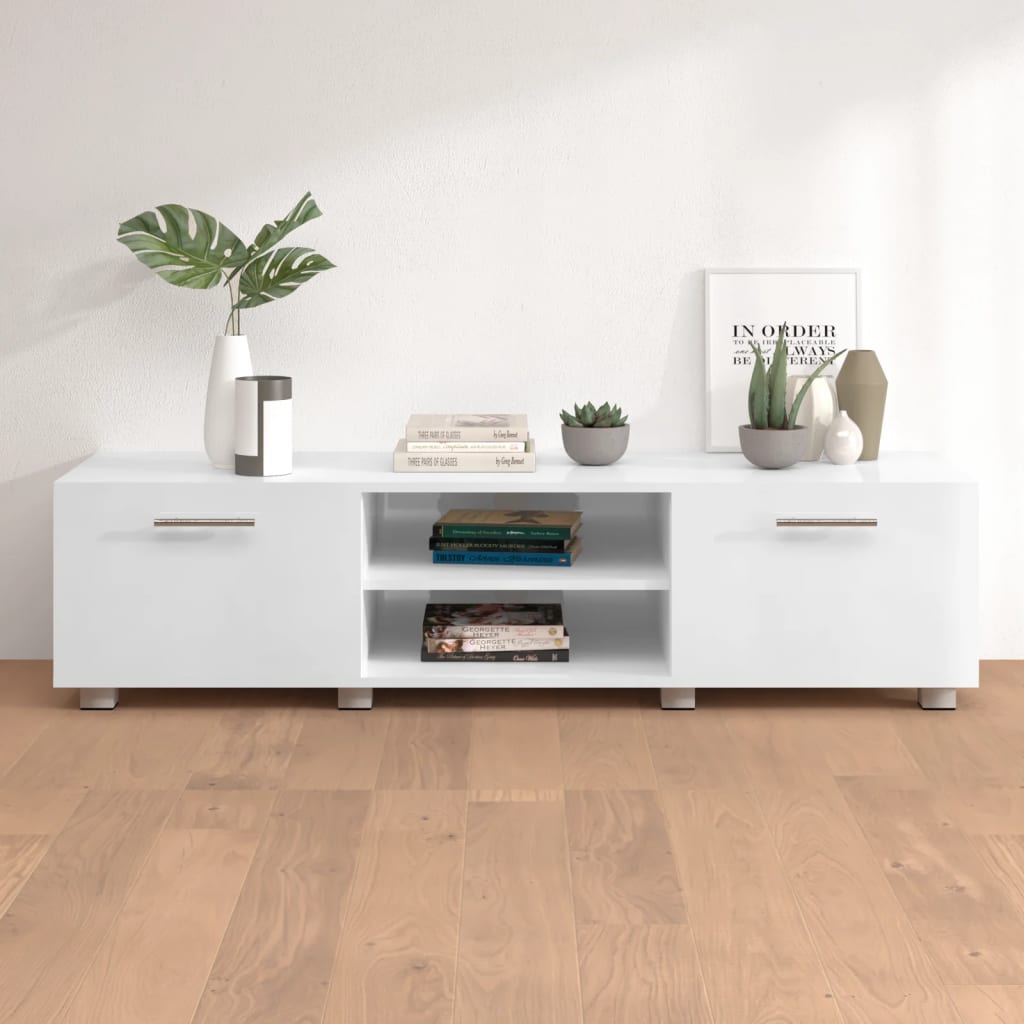 vidaXL Tv-meubel 140x40x35 cm bewerkt hout hoogglans wit