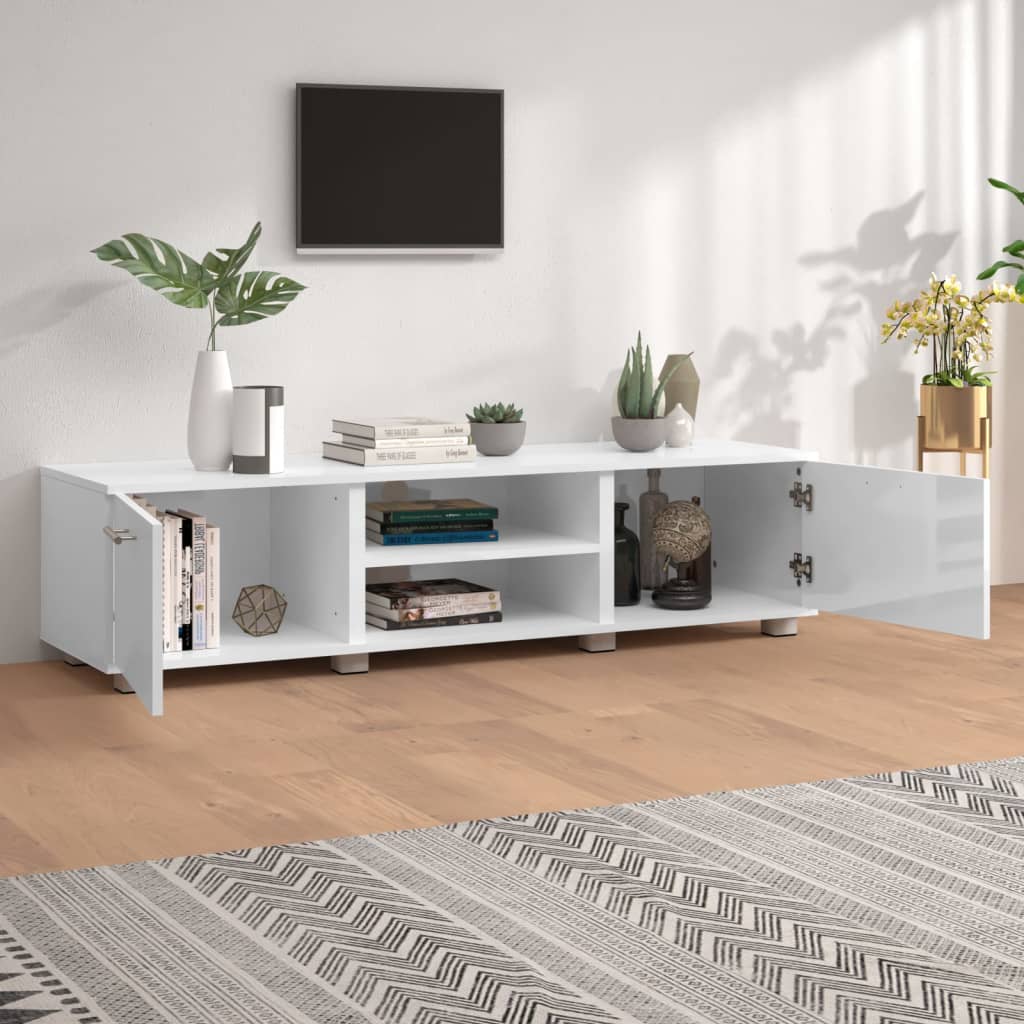 vidaXL Tv-meubel 140x40x35 cm bewerkt hout hoogglans wit