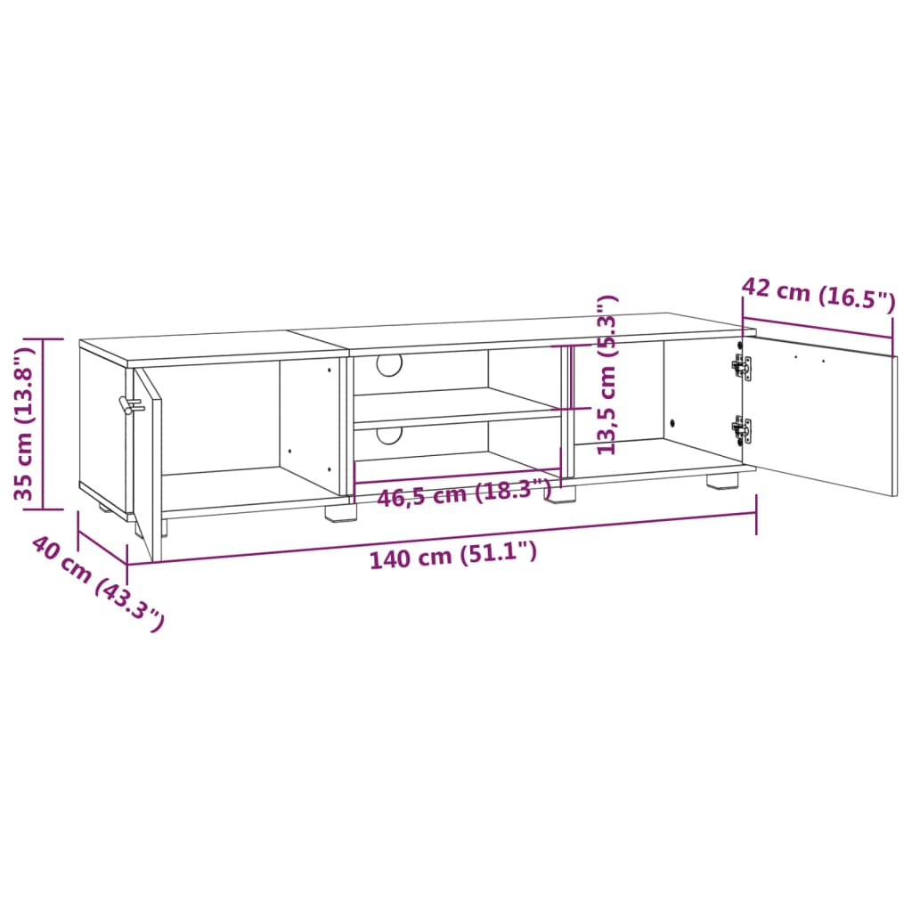 vidaXL Tv-meubel 140x40x35 cm bewerkt hout hoogglans wit