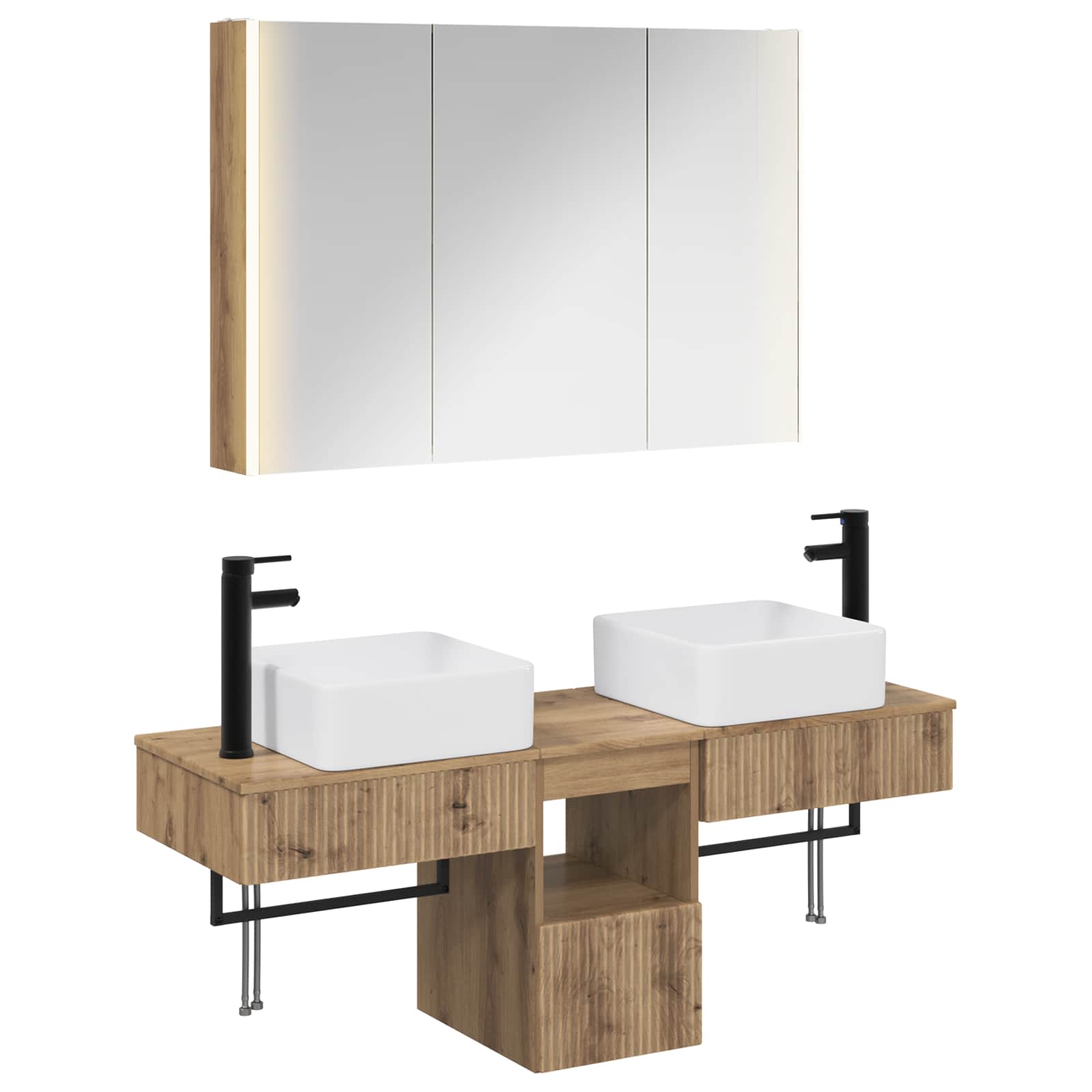 vidaXL Badkamerkastenset 4 pcs Wit 103,5 x 15,5 x 70 cm Bewerkt hout