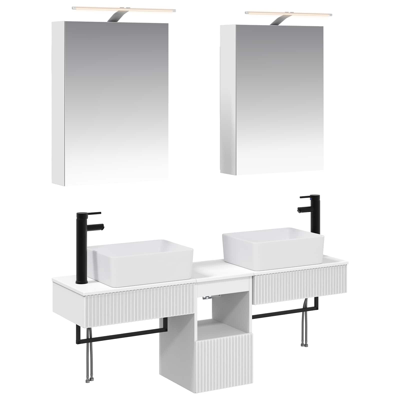 vidaXL Badkamerkastenset 5 pcs Wit 50 x 14,5 x 70 cm Bewerkt hout