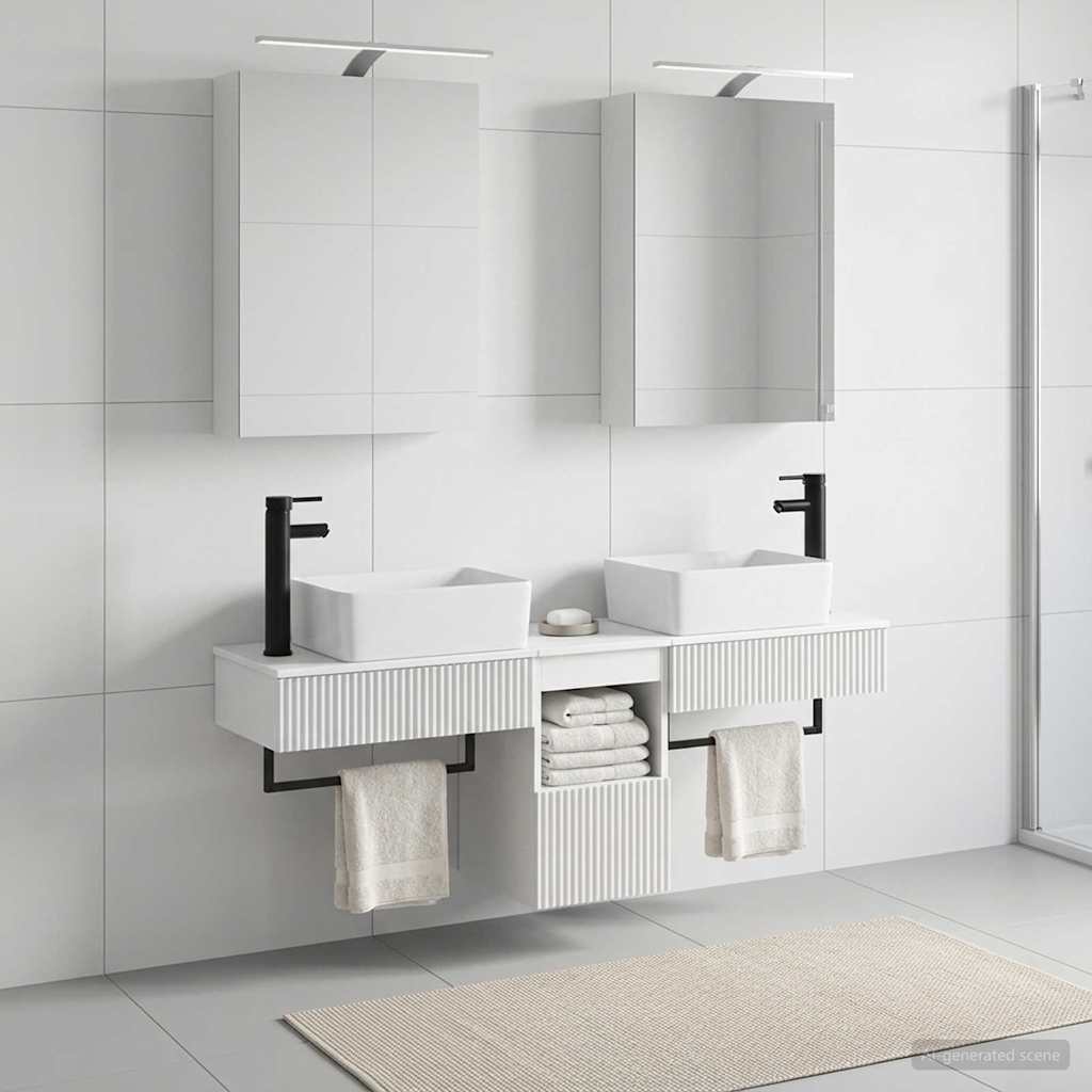 vidaXL Badkamerkastenset 5 pcs Wit 50 x 14,5 x 70 cm Bewerkt hout