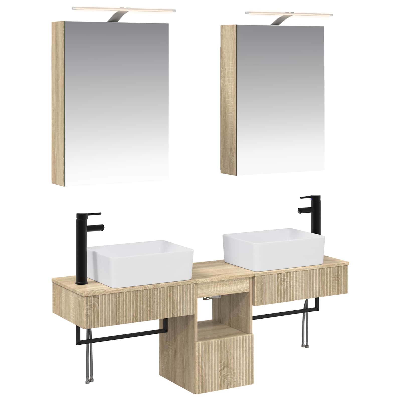 vidaXL Badkamerkastenset 5 pcs Wit 50 x 14,5 x 70 cm Bewerkt hout