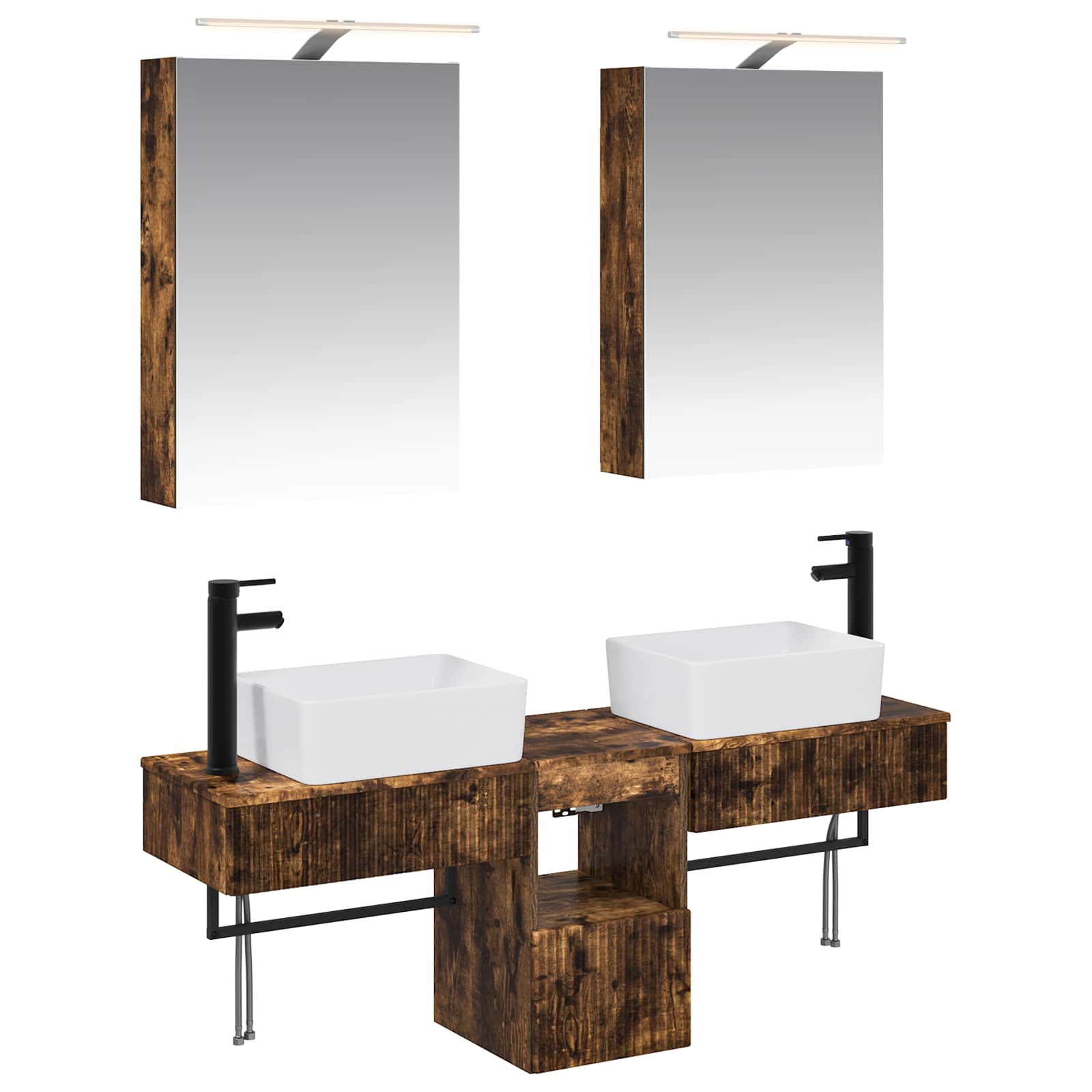 vidaXL Badkamerkastenset 5 pcs Wit 50 x 14,5 x 70 cm Bewerkt hout