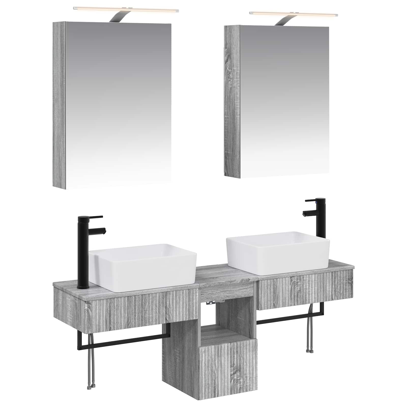 vidaXL Badkamerkastenset 5 pcs Wit 50 x 14,5 x 70 cm Bewerkt hout