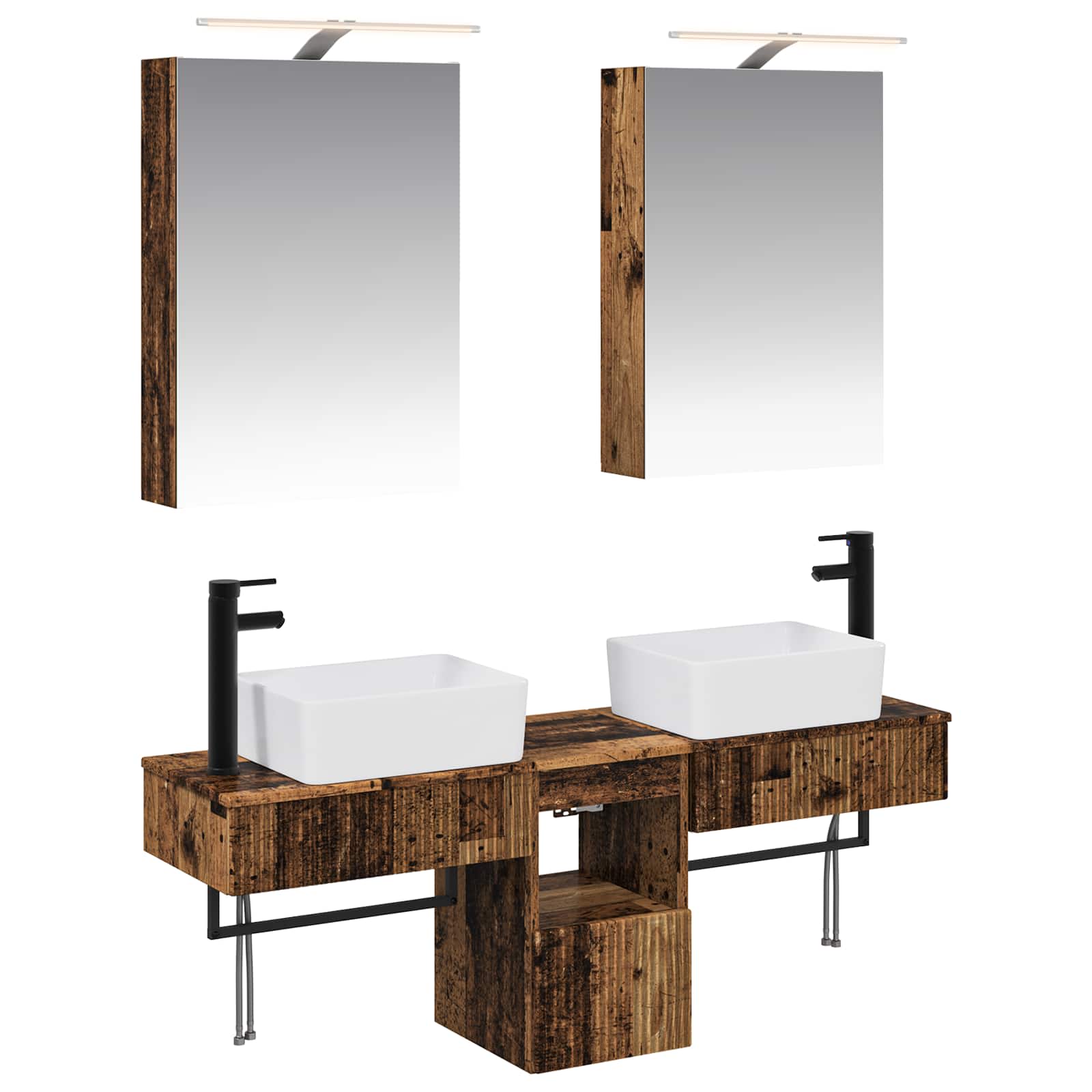 vidaXL Badkamerkastenset 5 pcs Wit 50 x 14,5 x 70 cm Bewerkt hout
