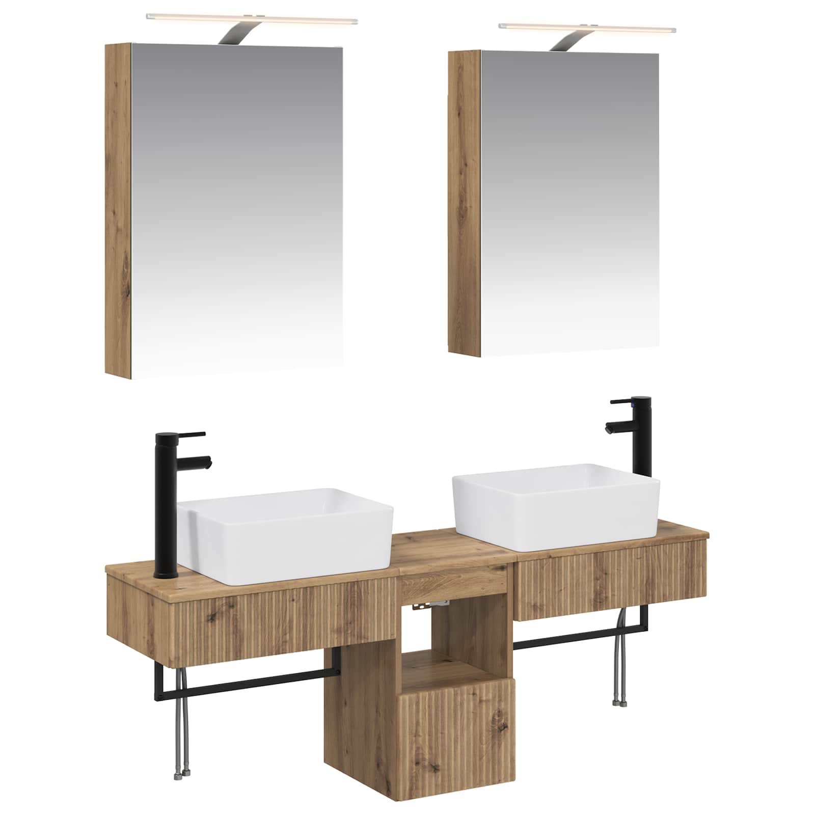 vidaXL Badkamerkastenset 5 pcs Wit 50 x 14,5 x 70 cm Bewerkt hout