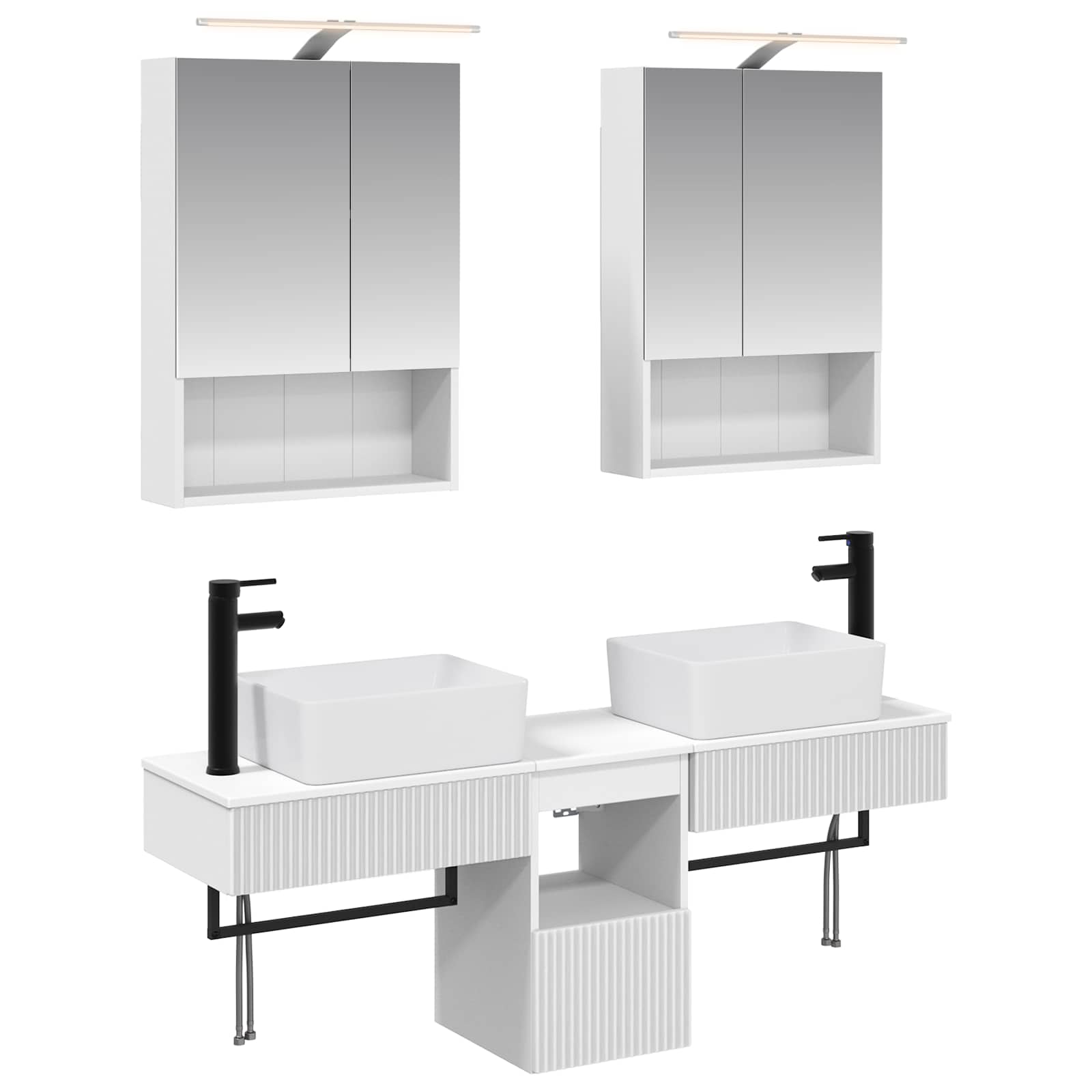 vidaXL Badkamerkastenset 5 pcs Wit 50 x 14,5 x 70 cm Bewerkt hout