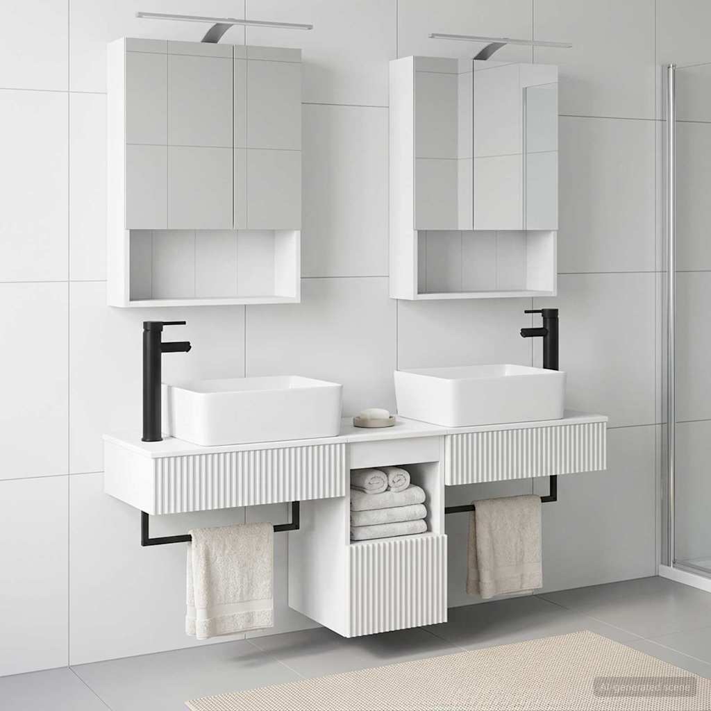 vidaXL Badkamerkastenset 5 pcs Wit 50 x 14,5 x 70 cm Bewerkt hout