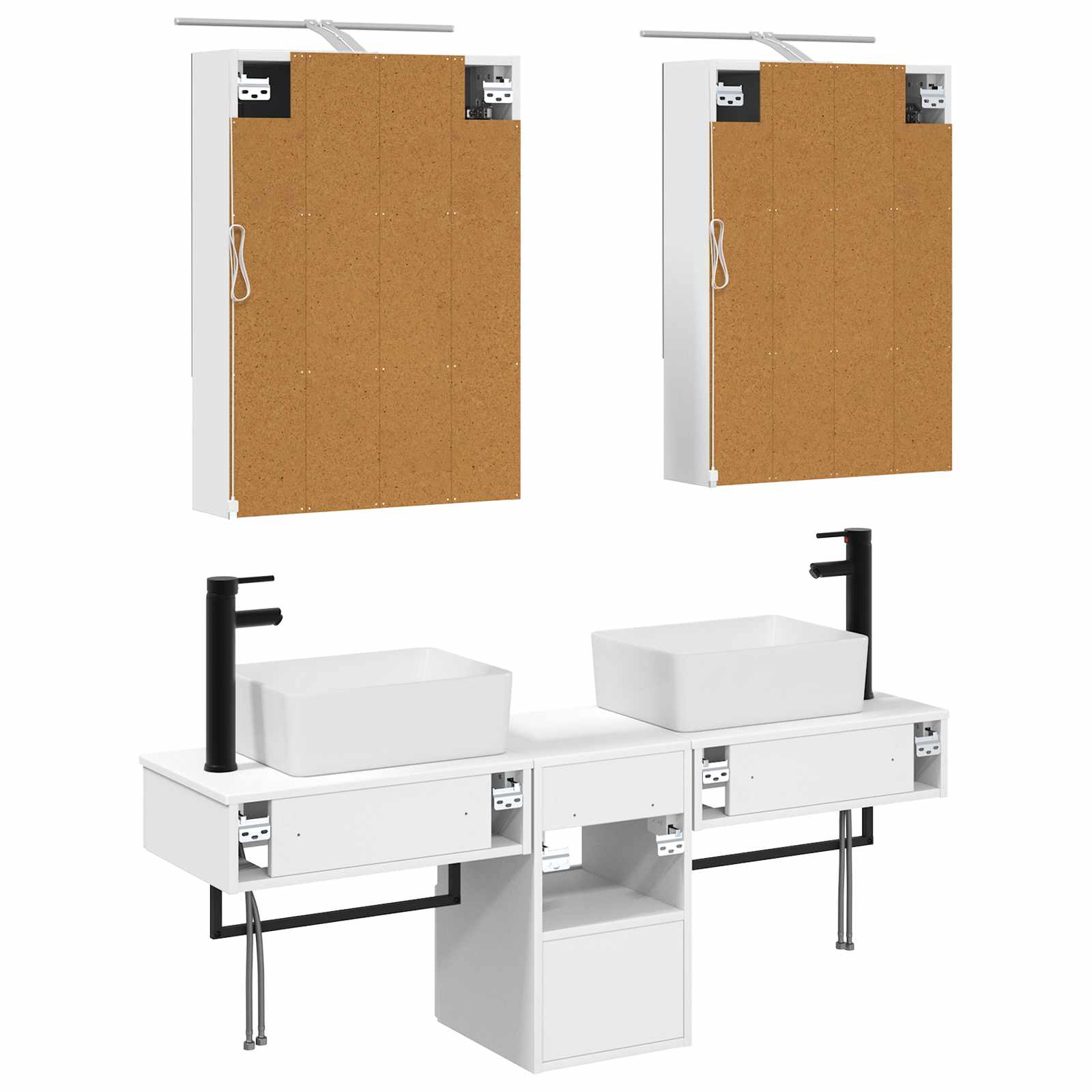 vidaXL Badkamerkastenset 5 pcs Wit 50 x 14,5 x 70 cm Bewerkt hout