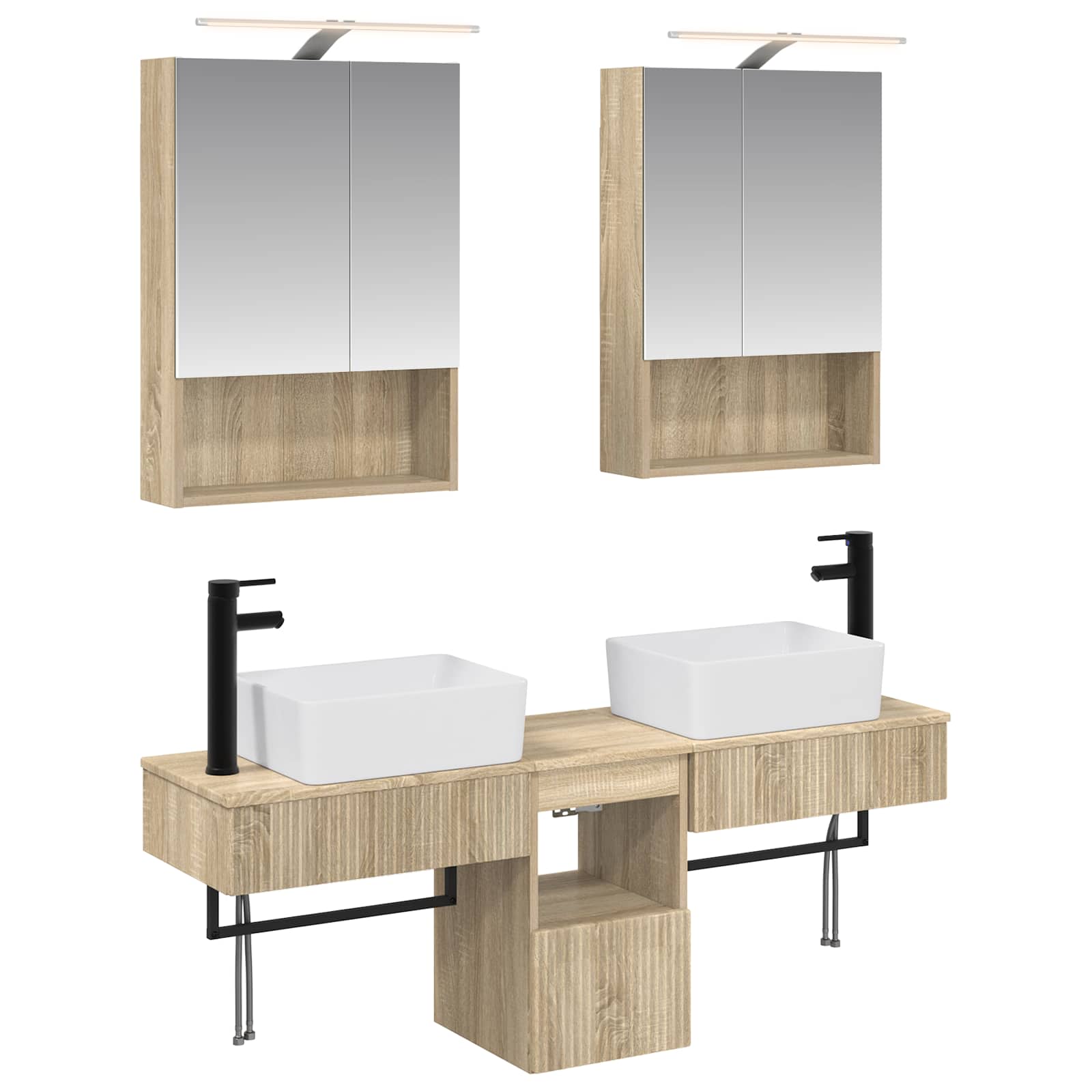 vidaXL Badkamerkastenset 5 pcs Wit 50 x 14,5 x 70 cm Bewerkt hout