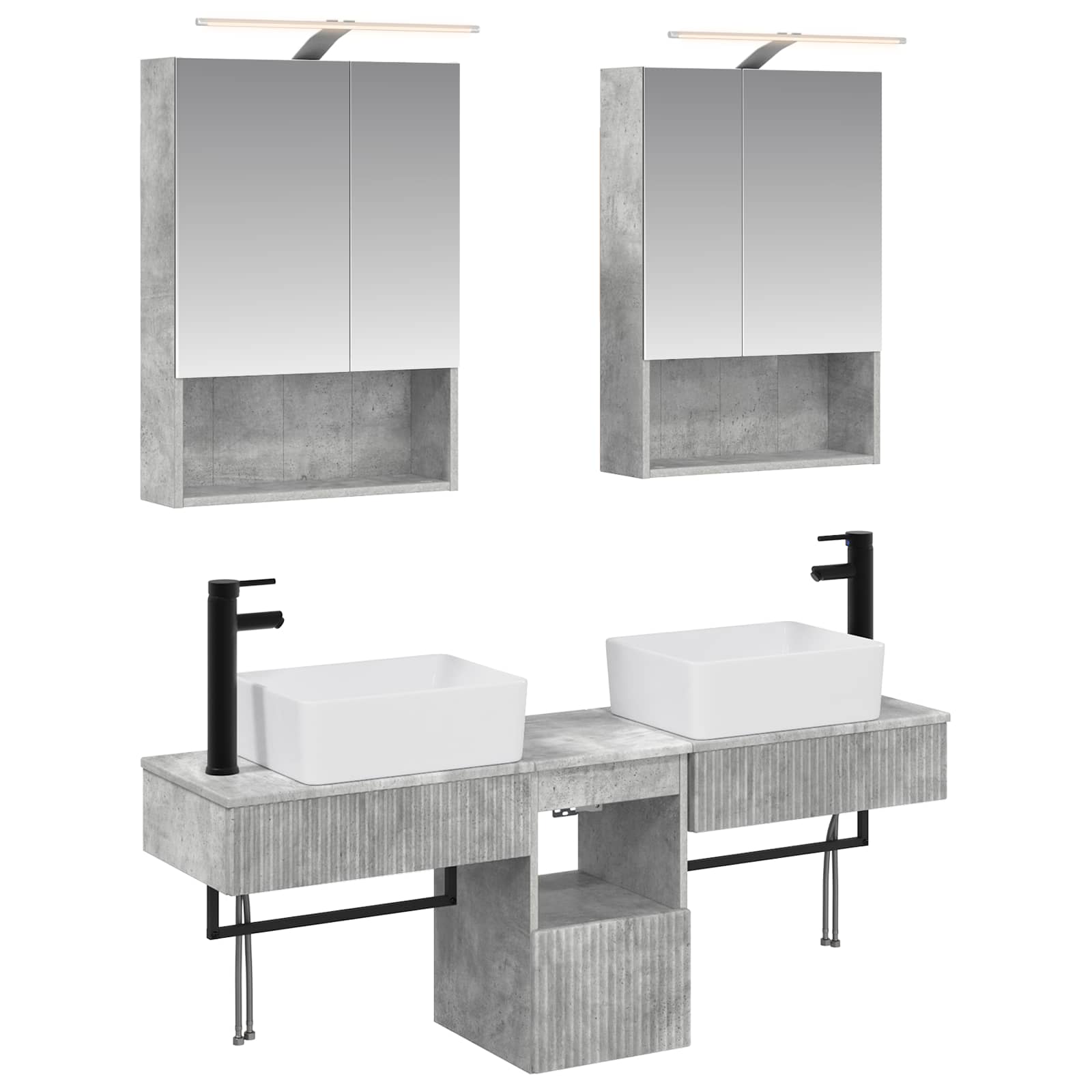 vidaXL Badkamerkastenset 5 pcs Wit 50 x 14,5 x 70 cm Bewerkt hout