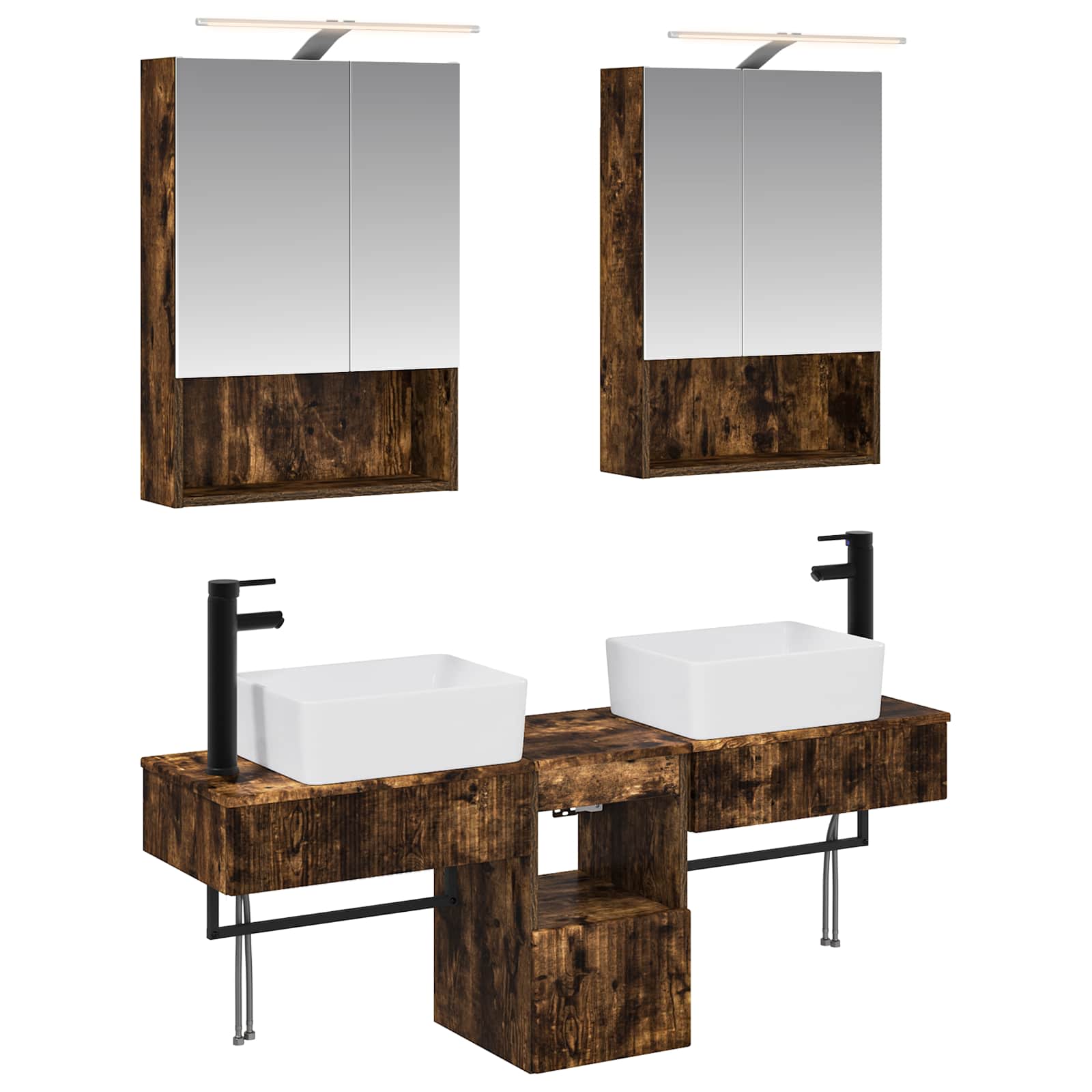 vidaXL Badkamerkastenset 5 pcs Wit 50 x 14,5 x 70 cm Bewerkt hout