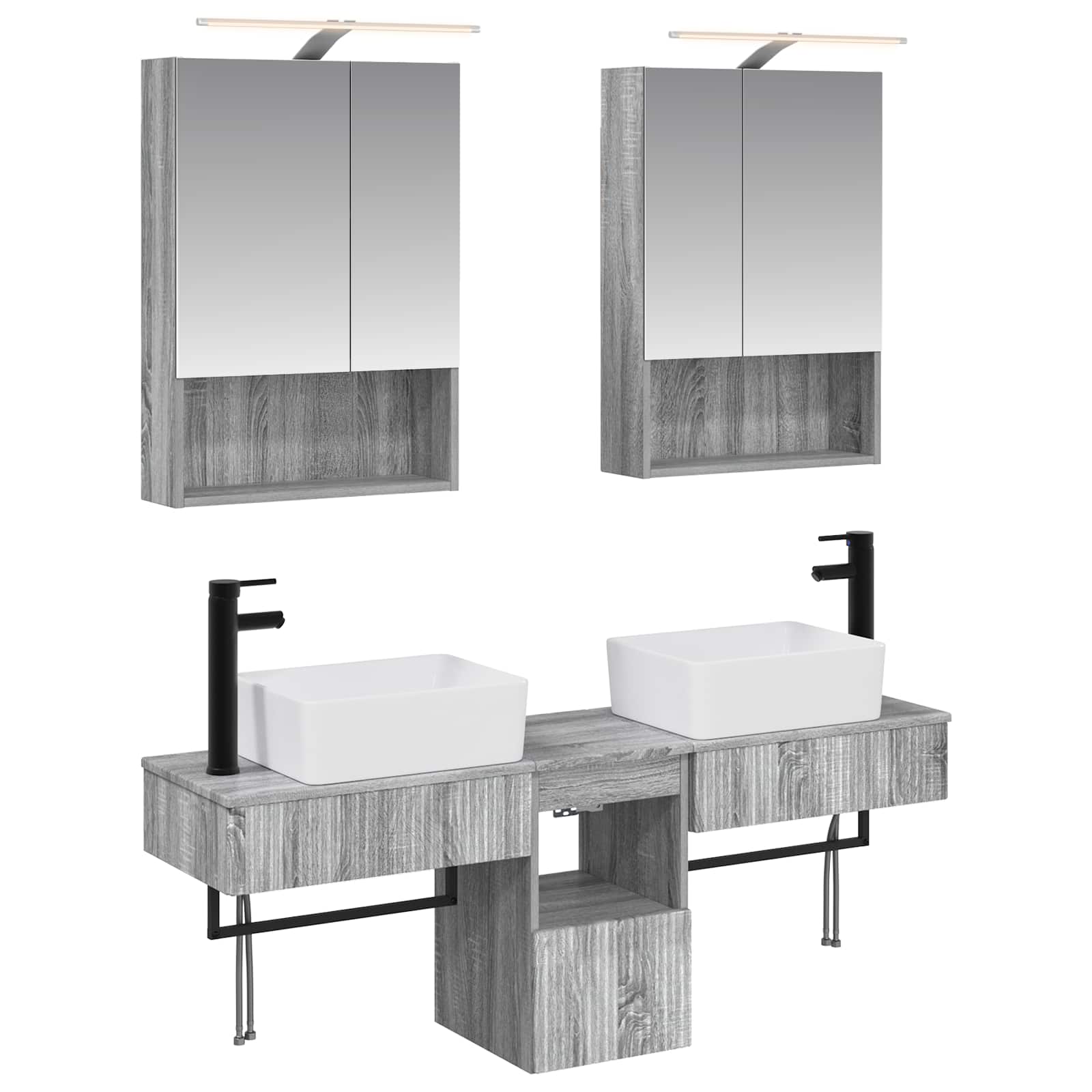 vidaXL Badkamerkastenset 5 pcs Wit 50 x 14,5 x 70 cm Bewerkt hout