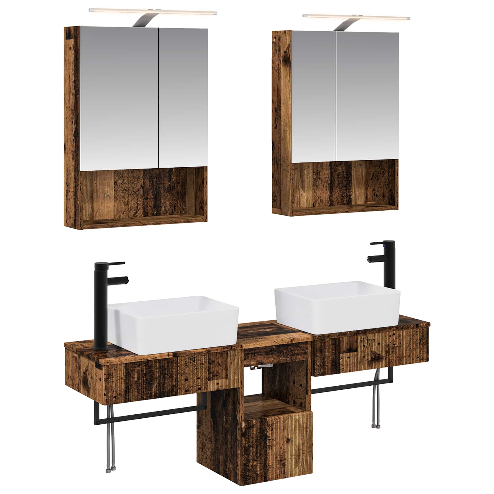 vidaXL Badkamerkastenset 5 pcs Wit 50 x 14,5 x 70 cm Bewerkt hout