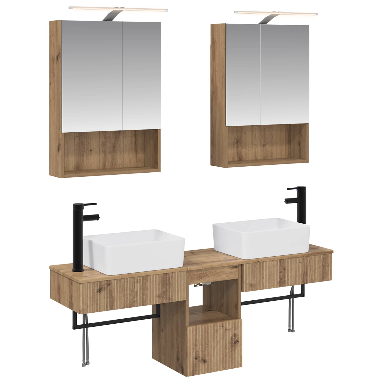 vidaXL Badkamerkastenset 5 pcs Wit 50 x 14,5 x 70 cm Bewerkt hout