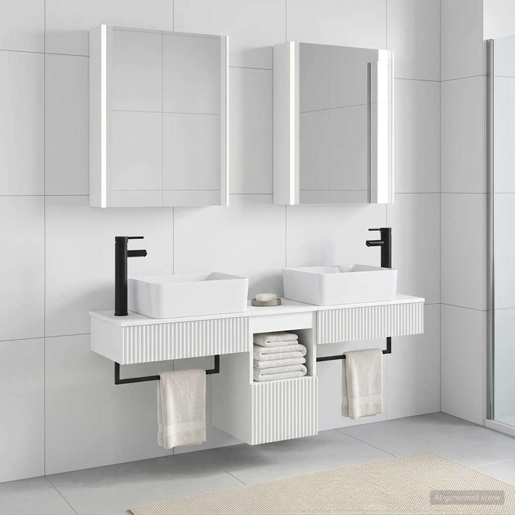 vidaXL Badkamerkastenset 5 pcs Wit 53 x 15,5 x 70 cm Bewerkt hout