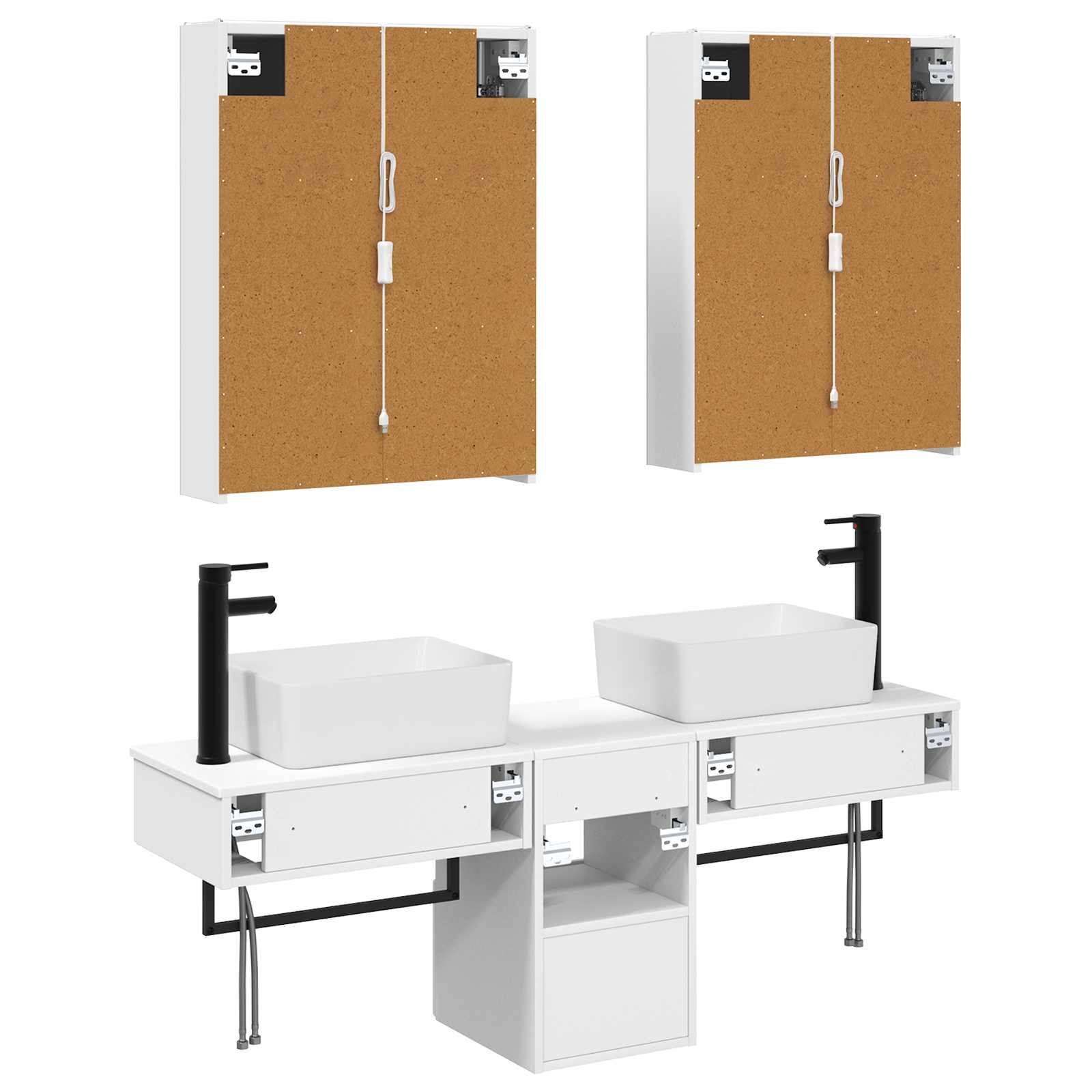 vidaXL Badkamerkastenset 5 pcs Wit 53 x 15,5 x 70 cm Bewerkt hout