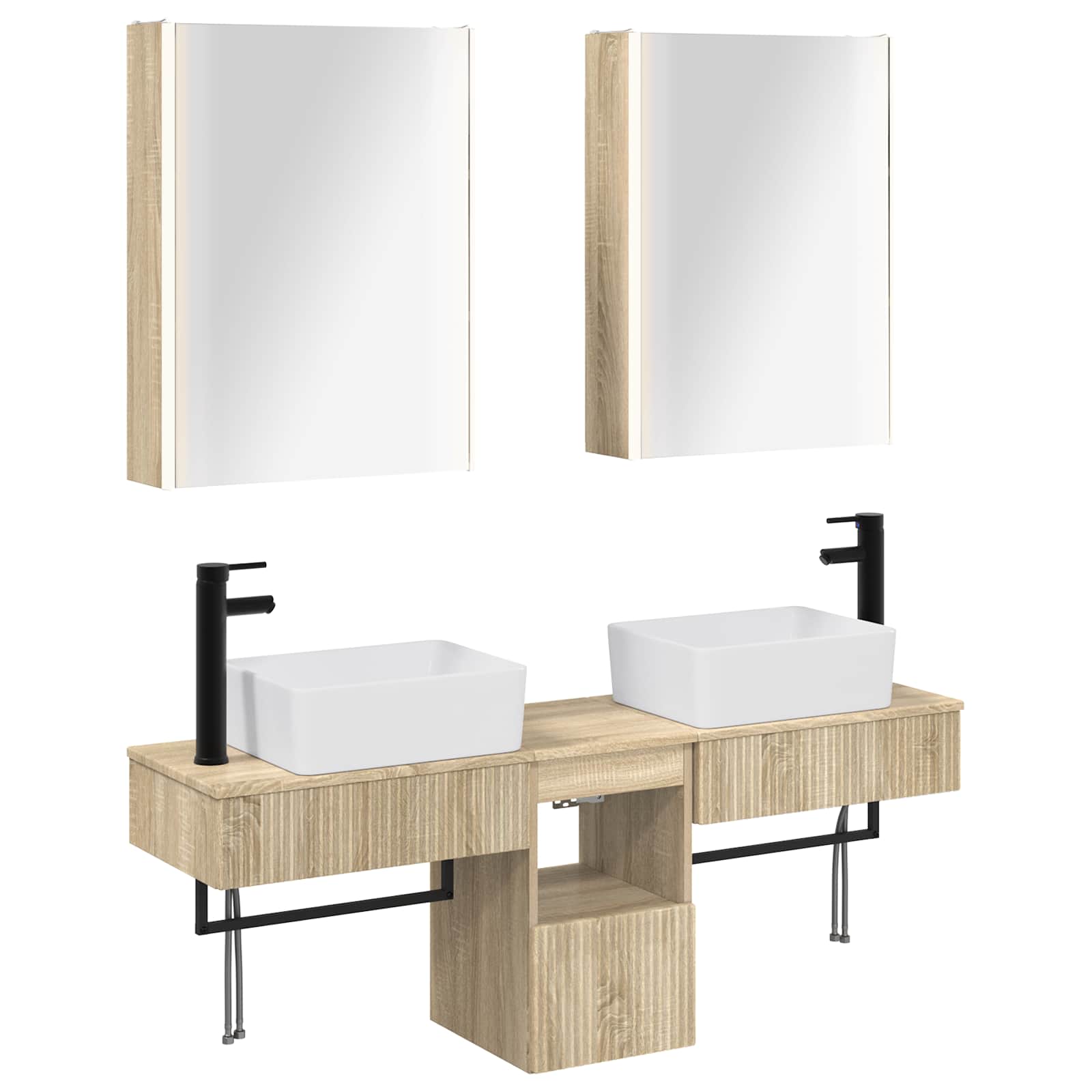 vidaXL Badkamerkastenset 5 pcs Wit 53 x 15,5 x 70 cm Bewerkt hout