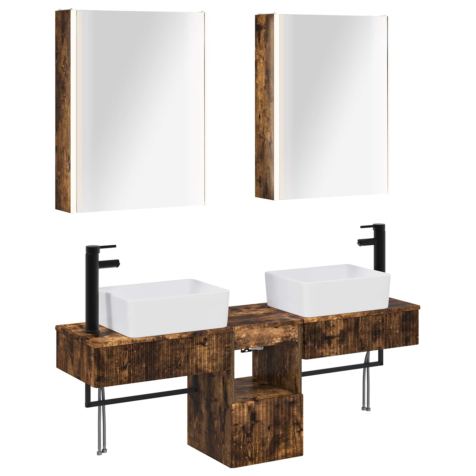 vidaXL Badkamerkastenset 5 pcs Wit 53 x 15,5 x 70 cm Bewerkt hout