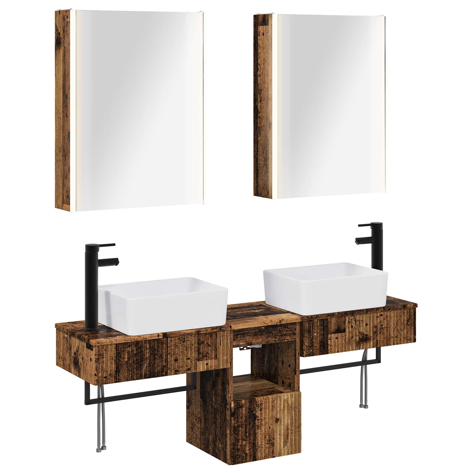 vidaXL Badkamerkastenset 5 pcs Wit 53 x 15,5 x 70 cm Bewerkt hout