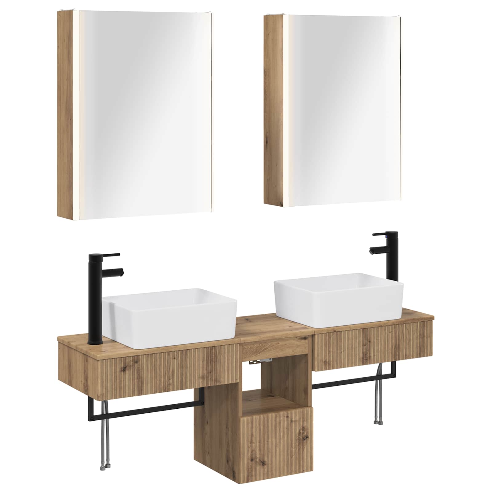 vidaXL Badkamerkastenset 5 pcs Wit 53 x 15,5 x 70 cm Bewerkt hout