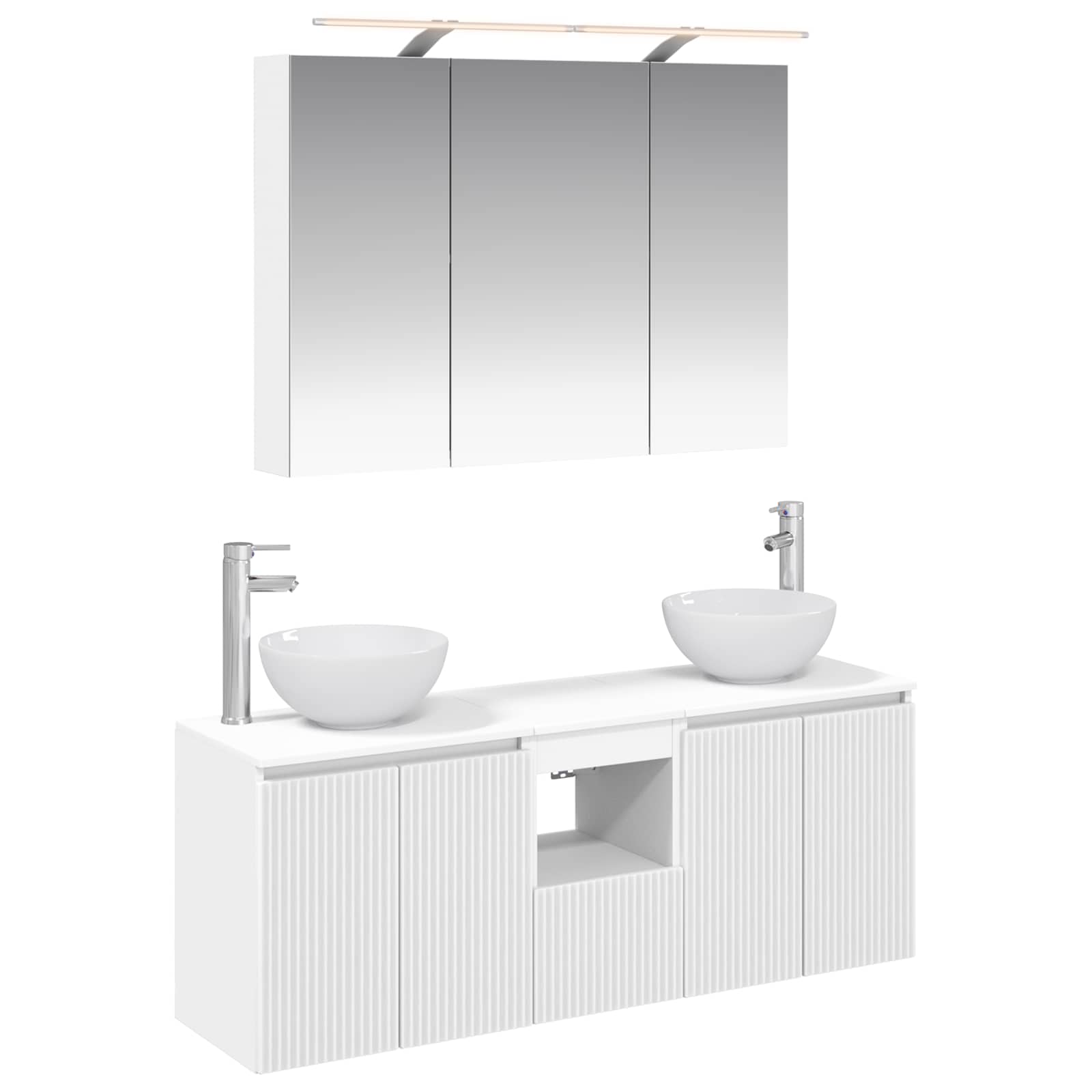 vidaXL Badkamerkastenset 4 pcs Wit 100 x 14,5 x 70 cm Bewerkt hout