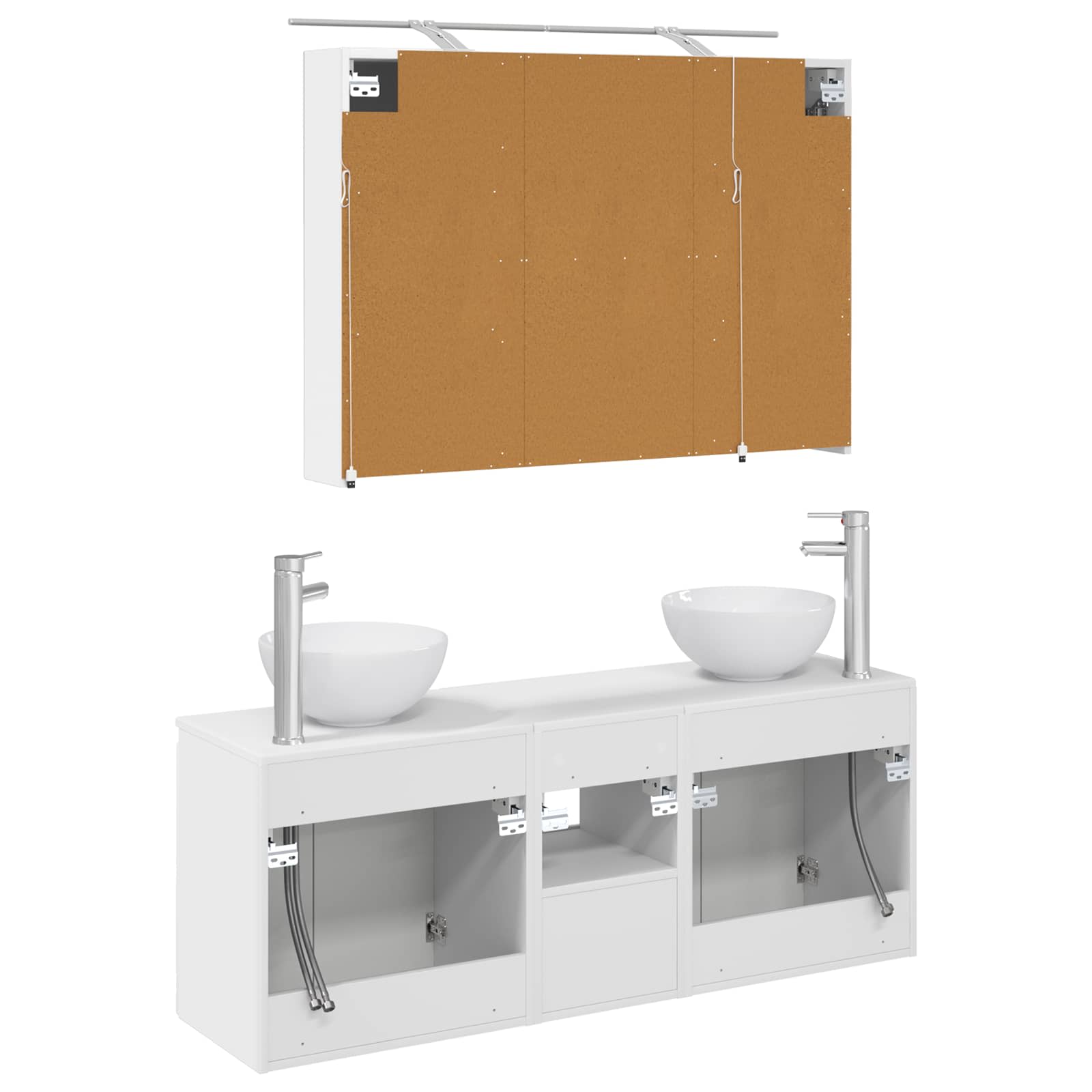 vidaXL Badkamerkastenset 4 pcs Wit 100 x 14,5 x 70 cm Bewerkt hout