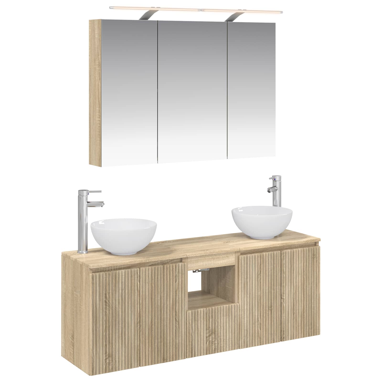 vidaXL Badkamerkastenset 4 pcs Wit 100 x 14,5 x 70 cm Bewerkt hout