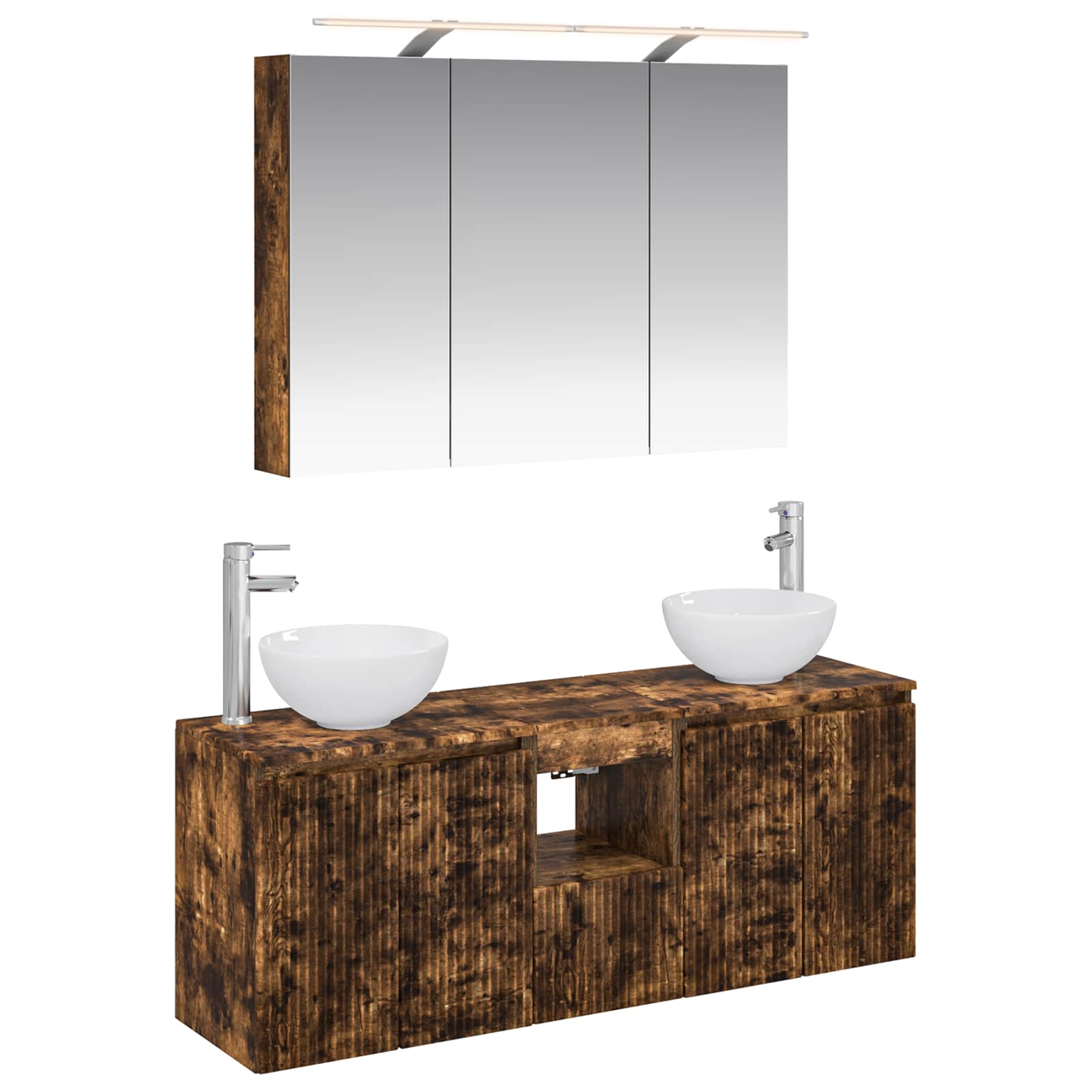 vidaXL Badkamerkastenset 4 pcs Wit 100 x 14,5 x 70 cm Bewerkt hout