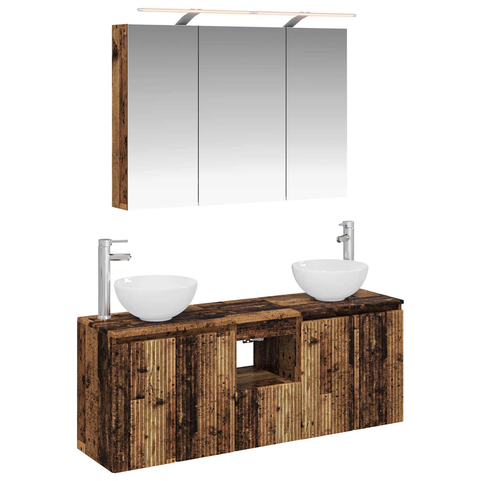 vidaXL Badkamerkastenset 4 pcs Wit 100 x 14,5 x 70 cm Bewerkt hout