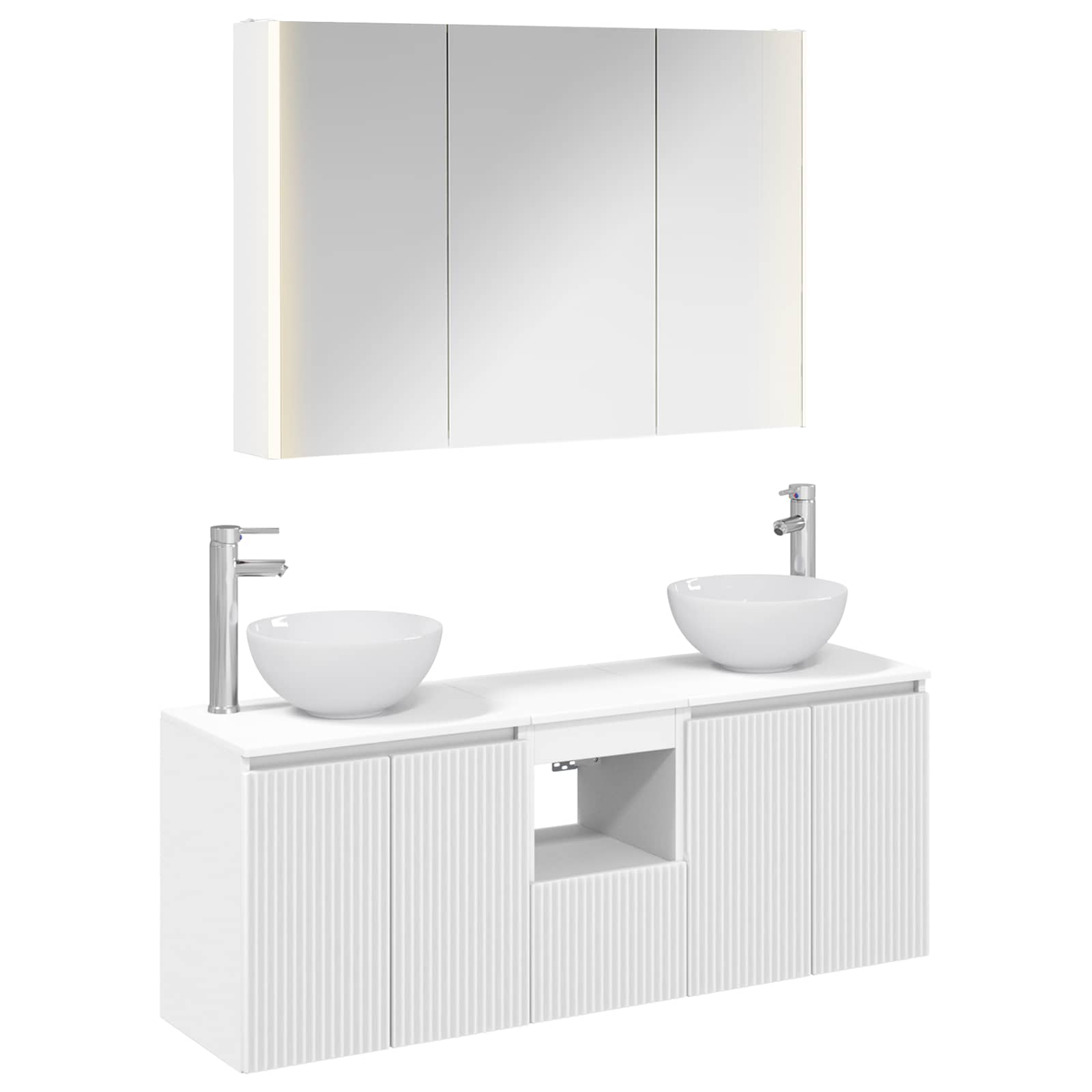 vidaXL Badkamerkastenset 4 pcs Wit 103,5 x 15,5 x 70 cm Bewerkt hout