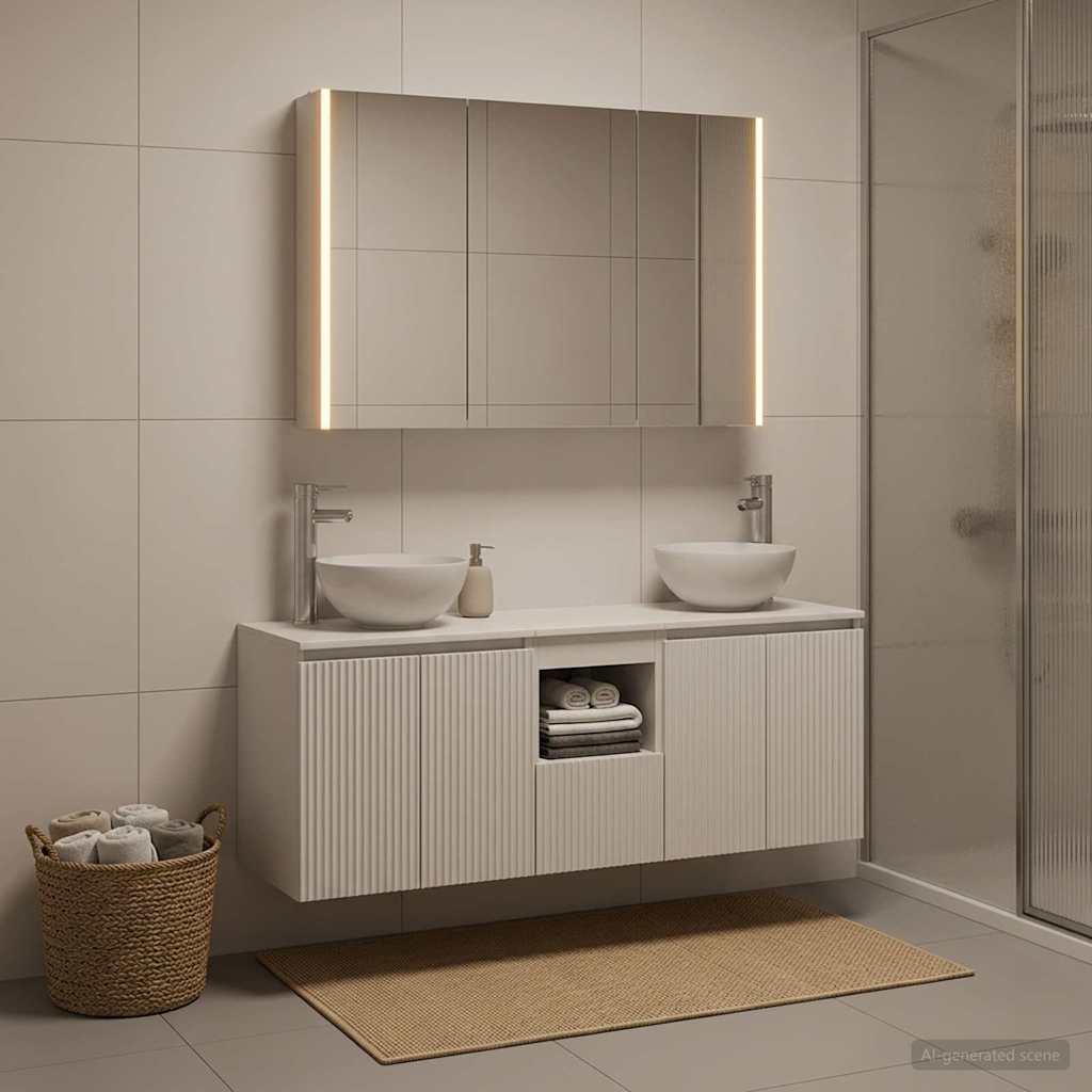 vidaXL Badkamerkastenset 4 pcs Wit 103,5 x 15,5 x 70 cm Bewerkt hout