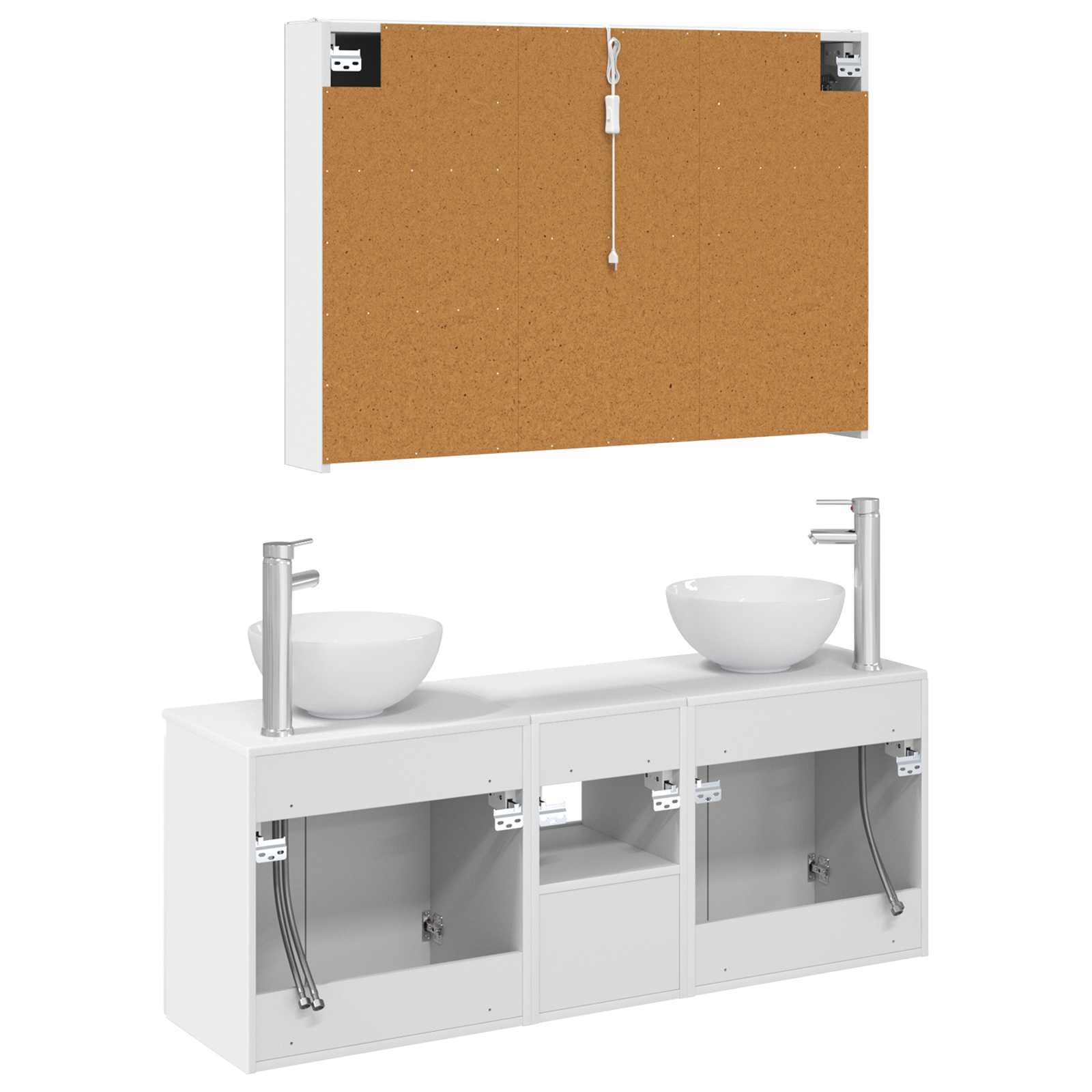 vidaXL Badkamerkastenset 4 pcs Wit 103,5 x 15,5 x 70 cm Bewerkt hout