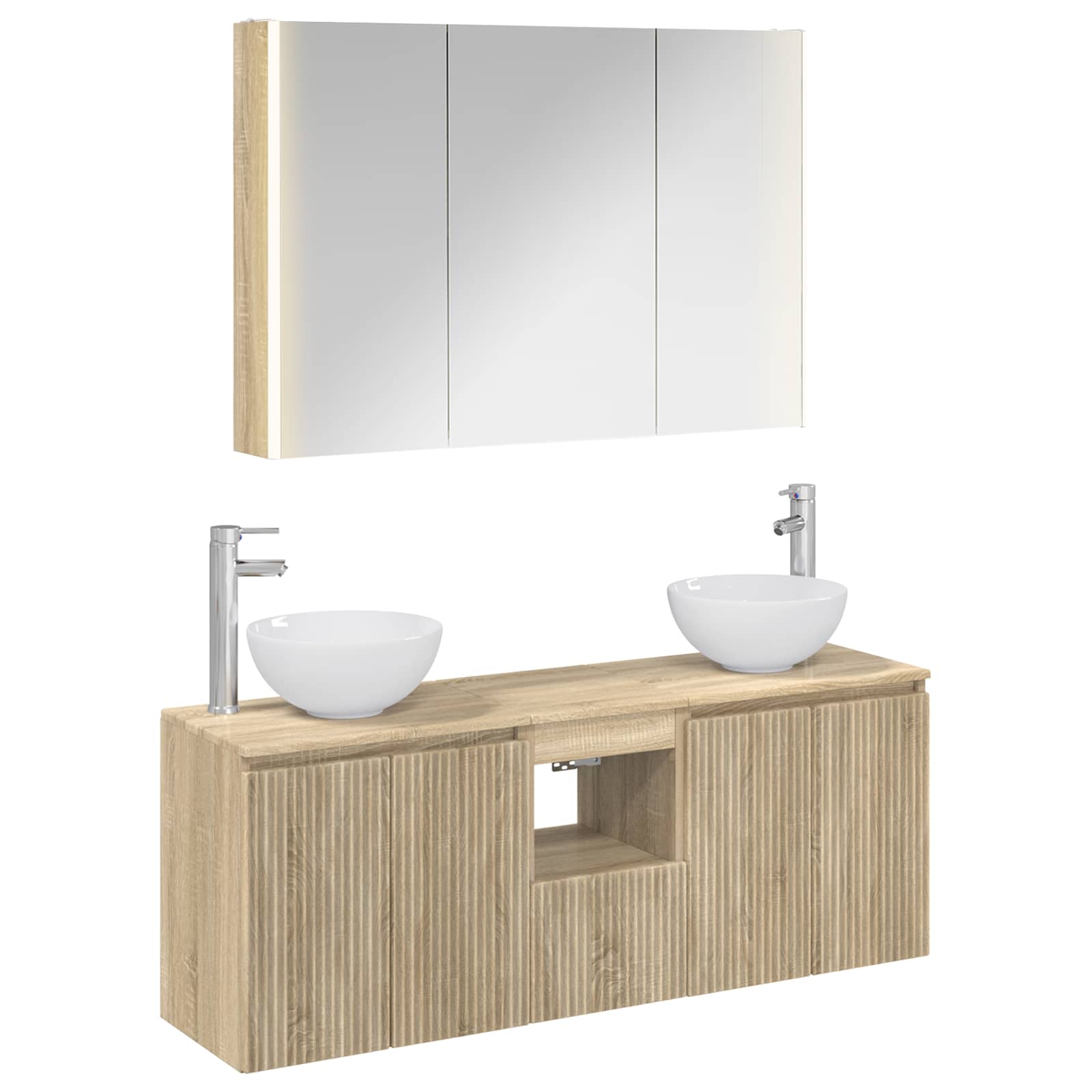 vidaXL Badkamerkastenset 4 pcs Wit 103,5 x 15,5 x 70 cm Bewerkt hout