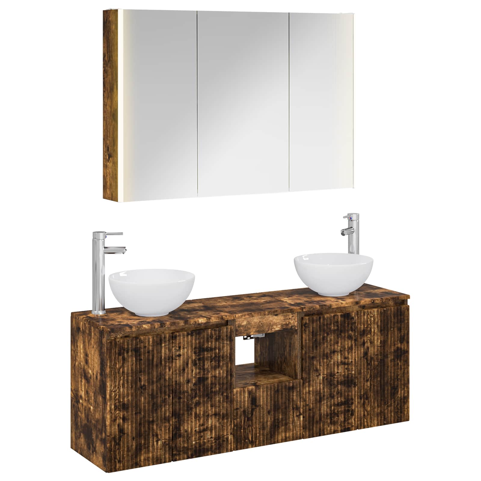 vidaXL Badkamerkastenset 4 pcs Wit 103,5 x 15,5 x 70 cm Bewerkt hout